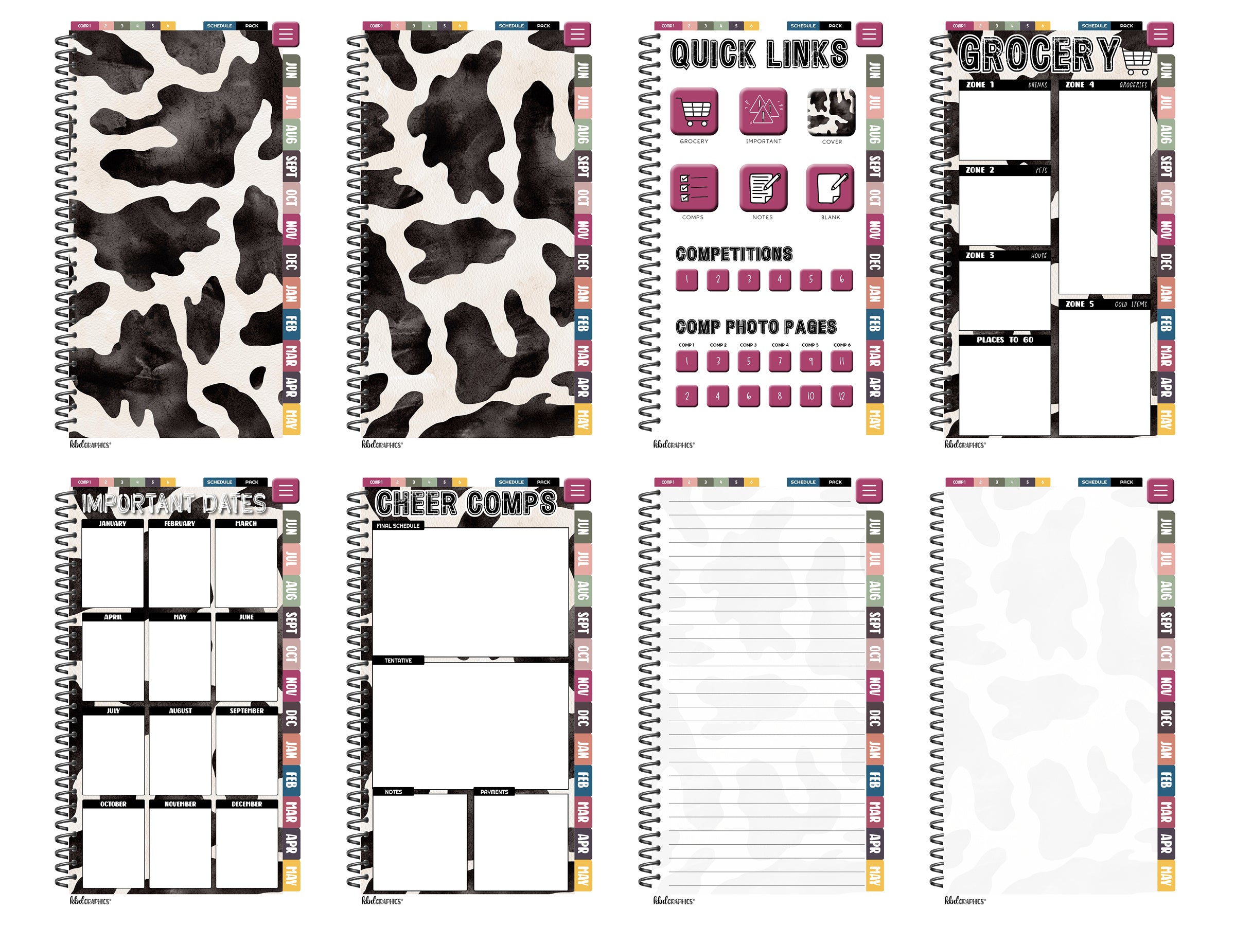 2024 2025 PhoneLife Cheer Digital Planner | BLACK COWHIDE