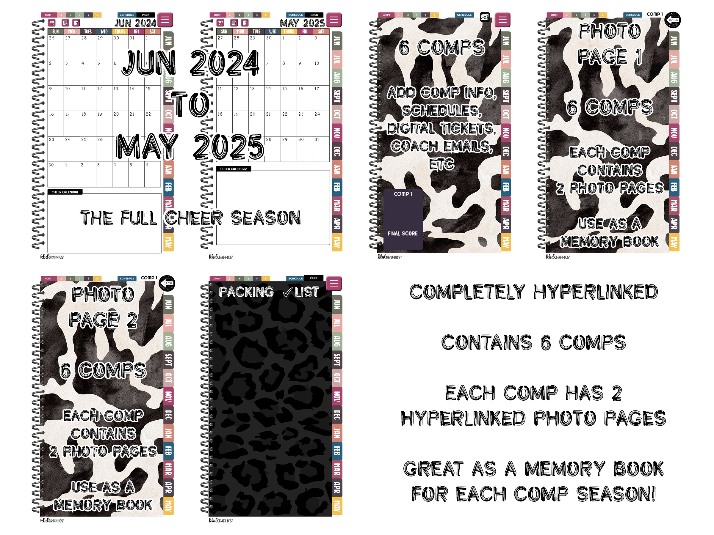 2024 2025 PhoneLife Cheer Digital Planner | BLACK COWHIDE