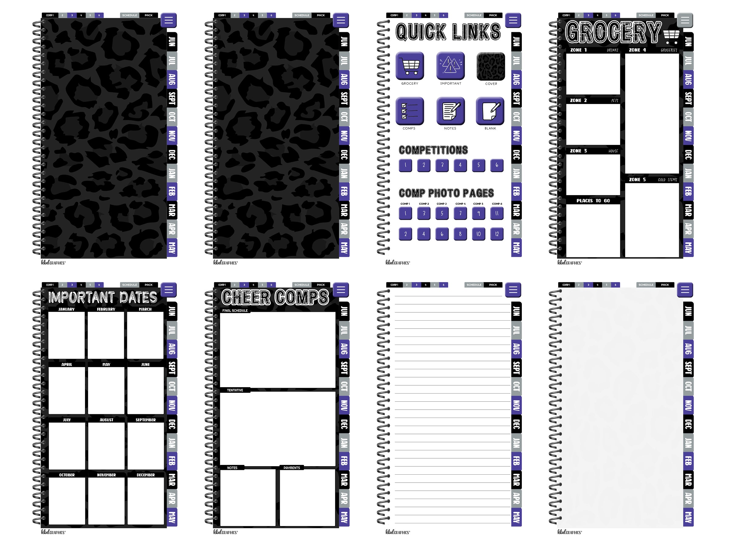 2024 2025 PhoneLife Cheer Digital Planner | BLACK LEOPARD | PURPLE