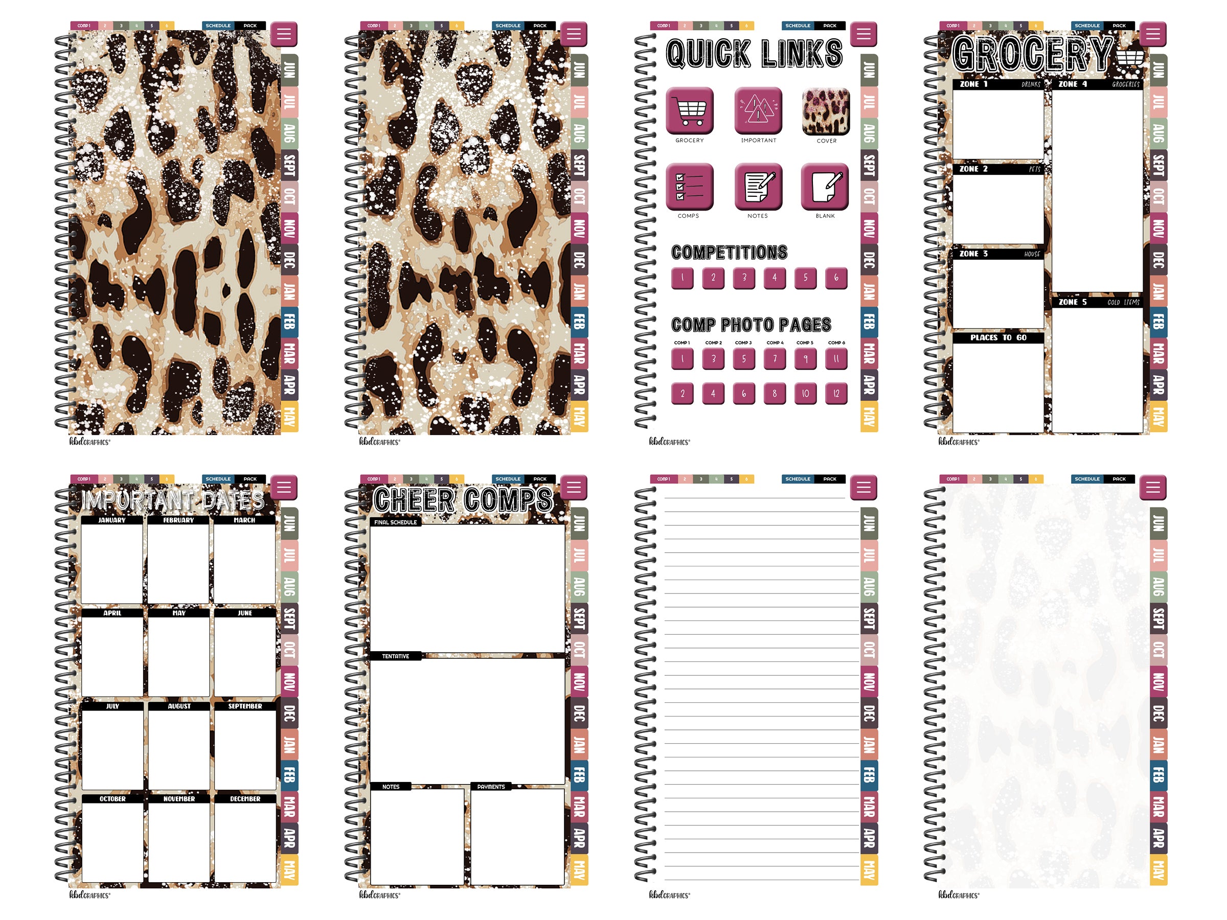 2024 2025 PhoneLife Cheer Digital Planner | DISTRESSED LEOPARD