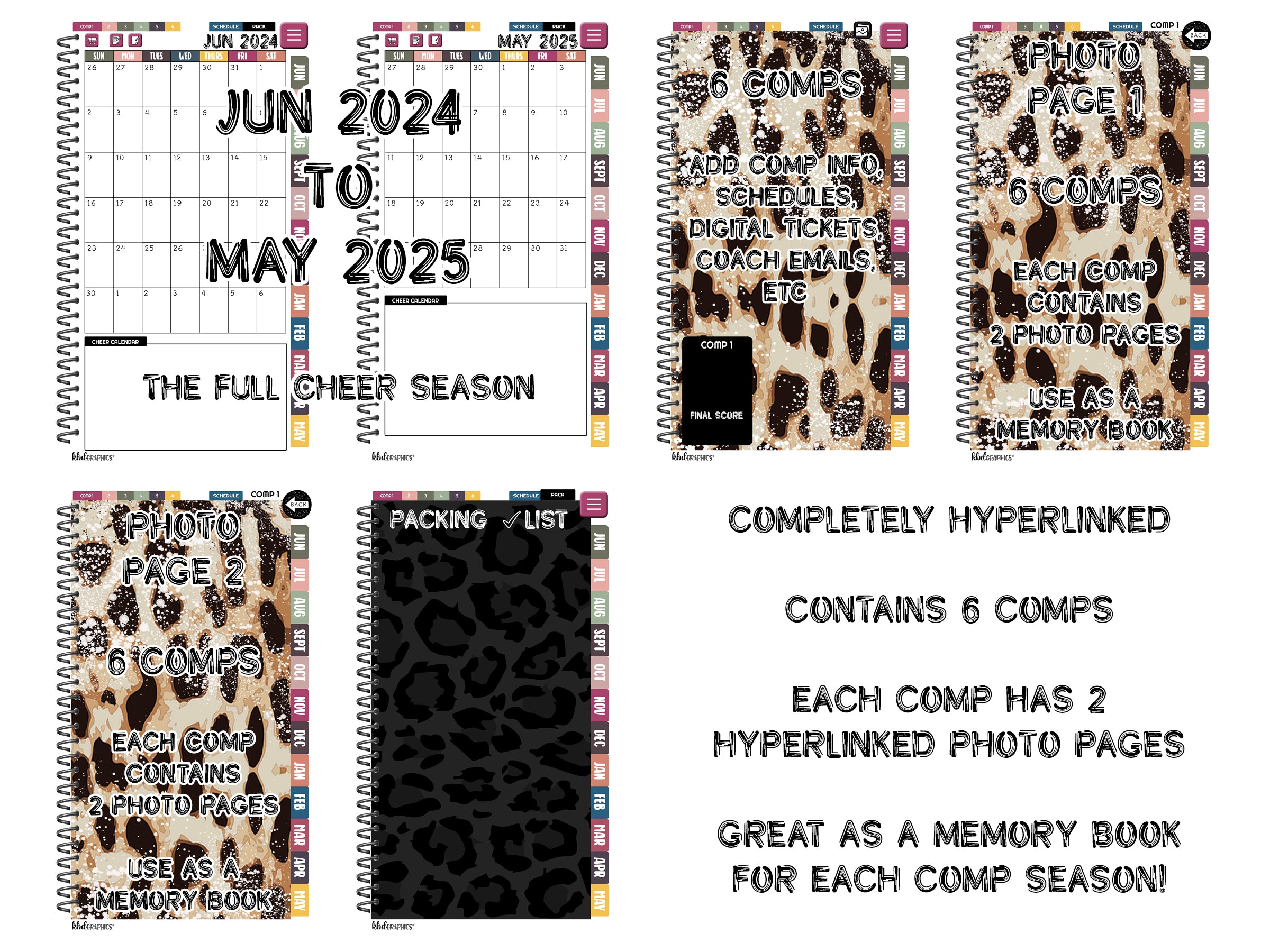 2024 2025 PhoneLife Cheer Digital Planner | DISTRESSED LEOPARD