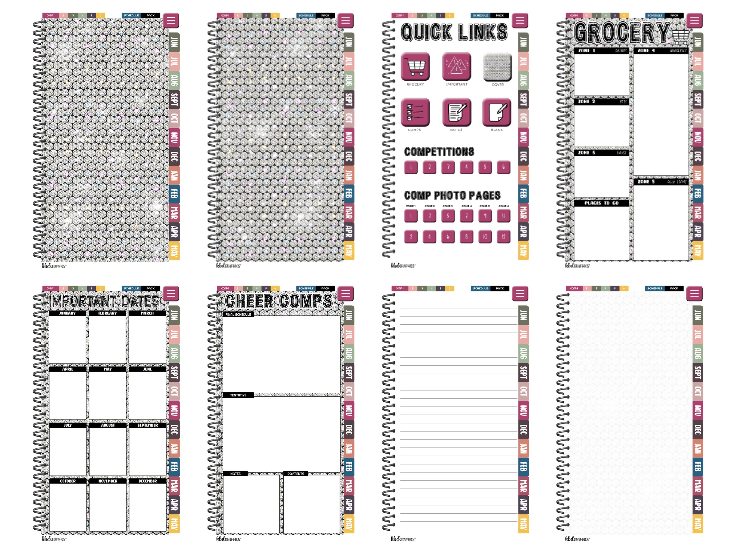 2024 2025 PhoneLife Cheer Digital Planner | GLAM RHINESTONES