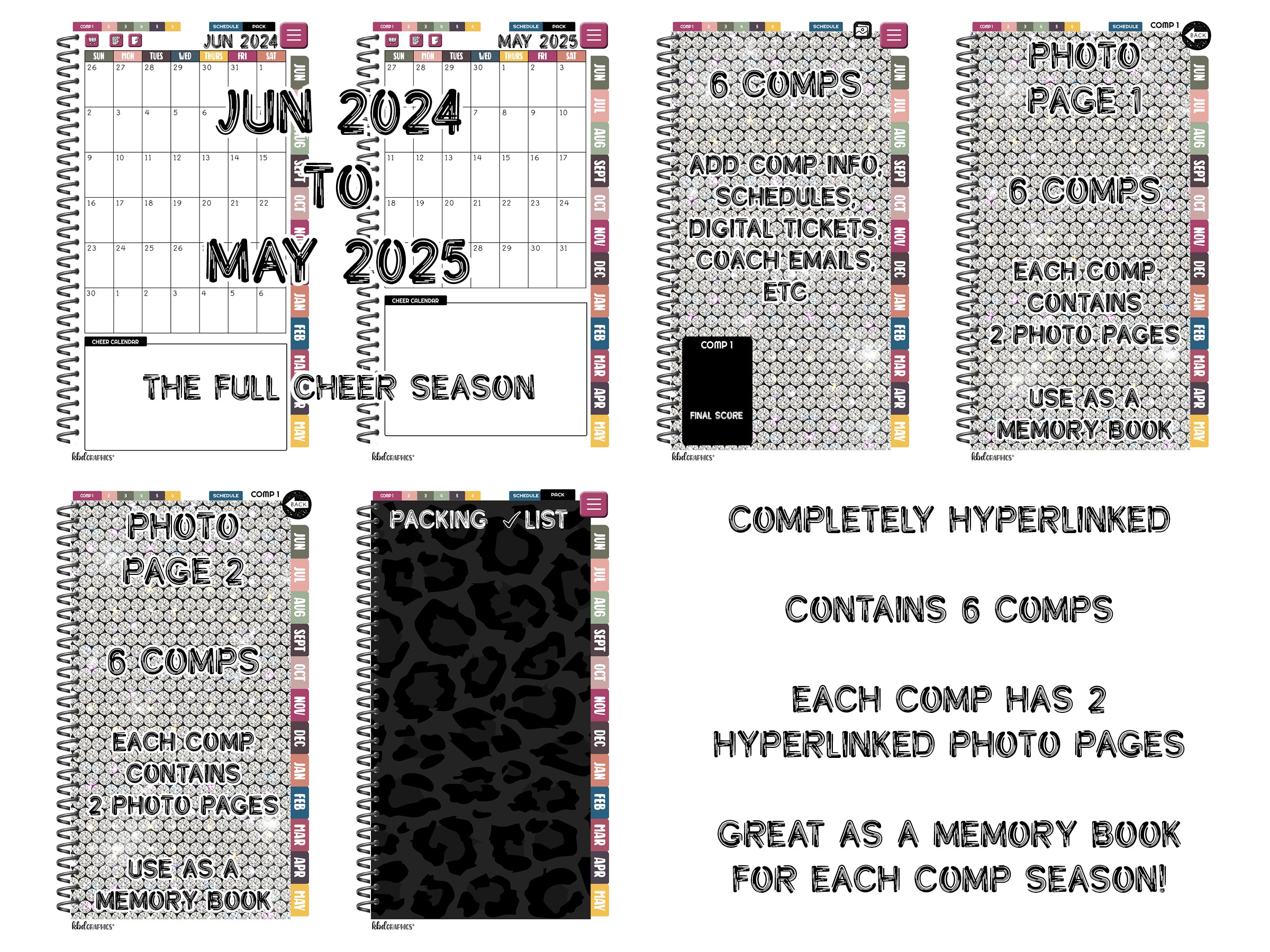 2024 2025 PhoneLife Cheer Digital Planner | GLAM RHINESTONES