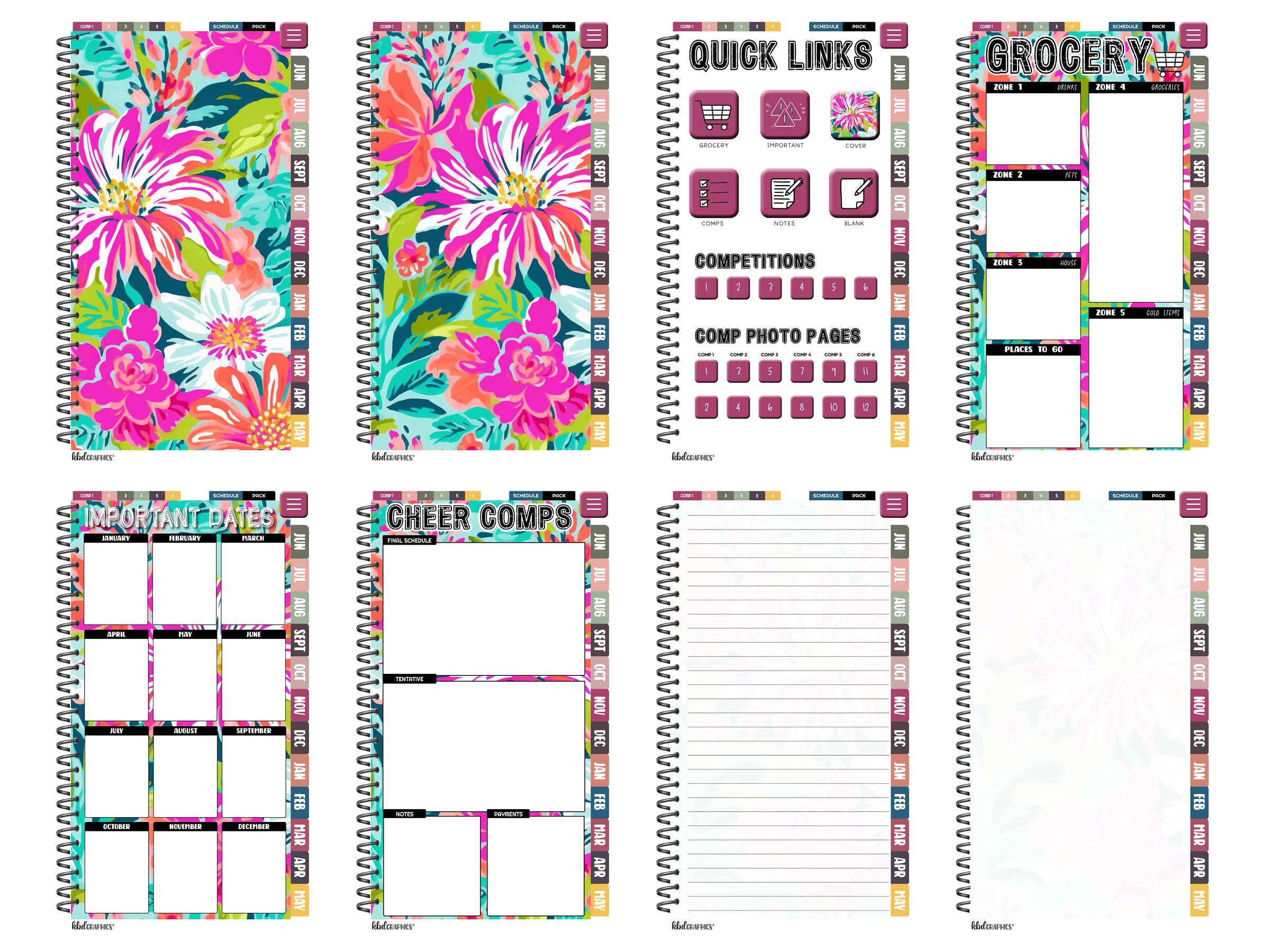 2024 2025 PhoneLife Cheer Digital Planner | SUMMER FLORAL