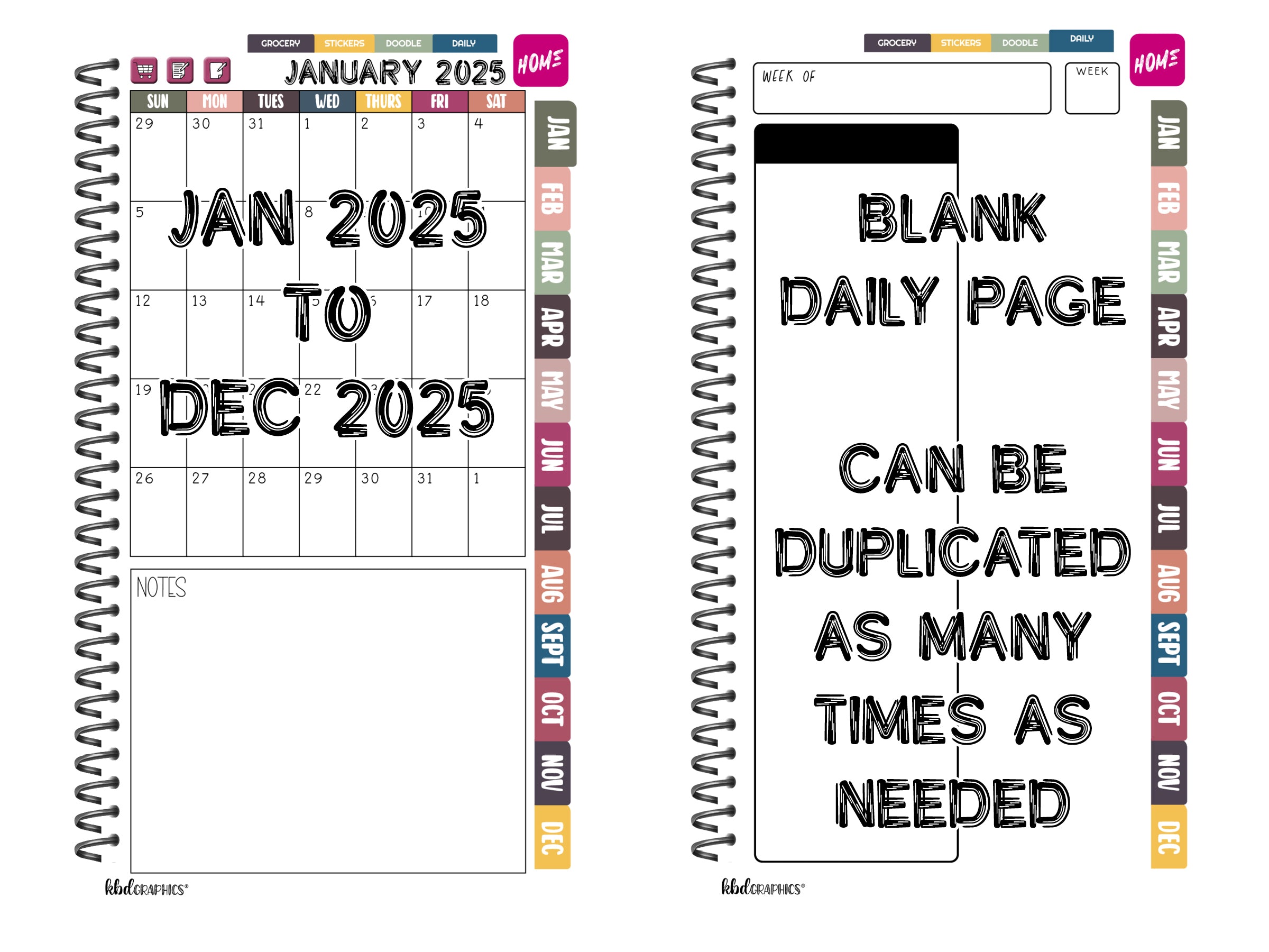 2025 PhoneLife Simple Calendar Digital Planner | JAN 2025 TO DEC 2025 | AQUA CHEETAH