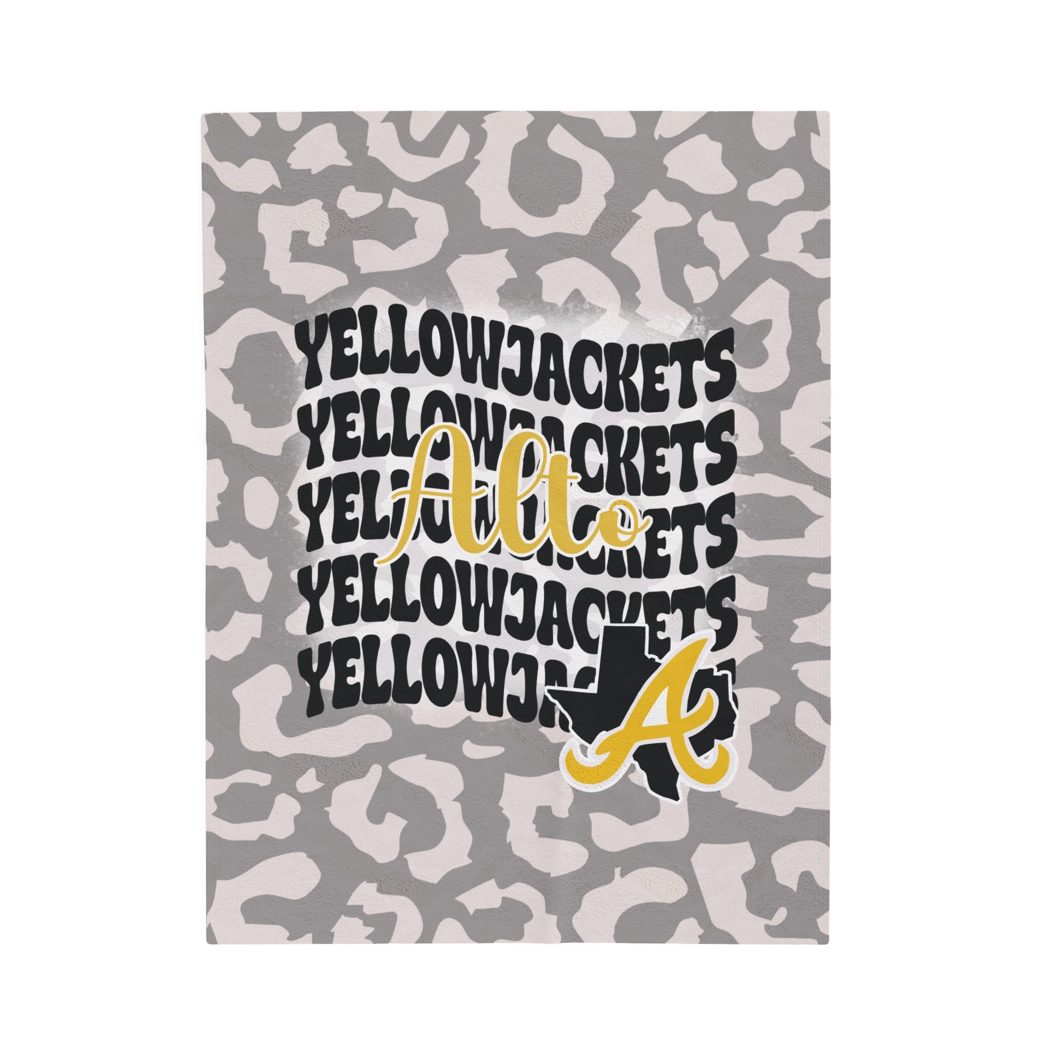 School Spirit Blanket | ALTO YELLOWJACKETS | STACKED GRAY LEOPARD