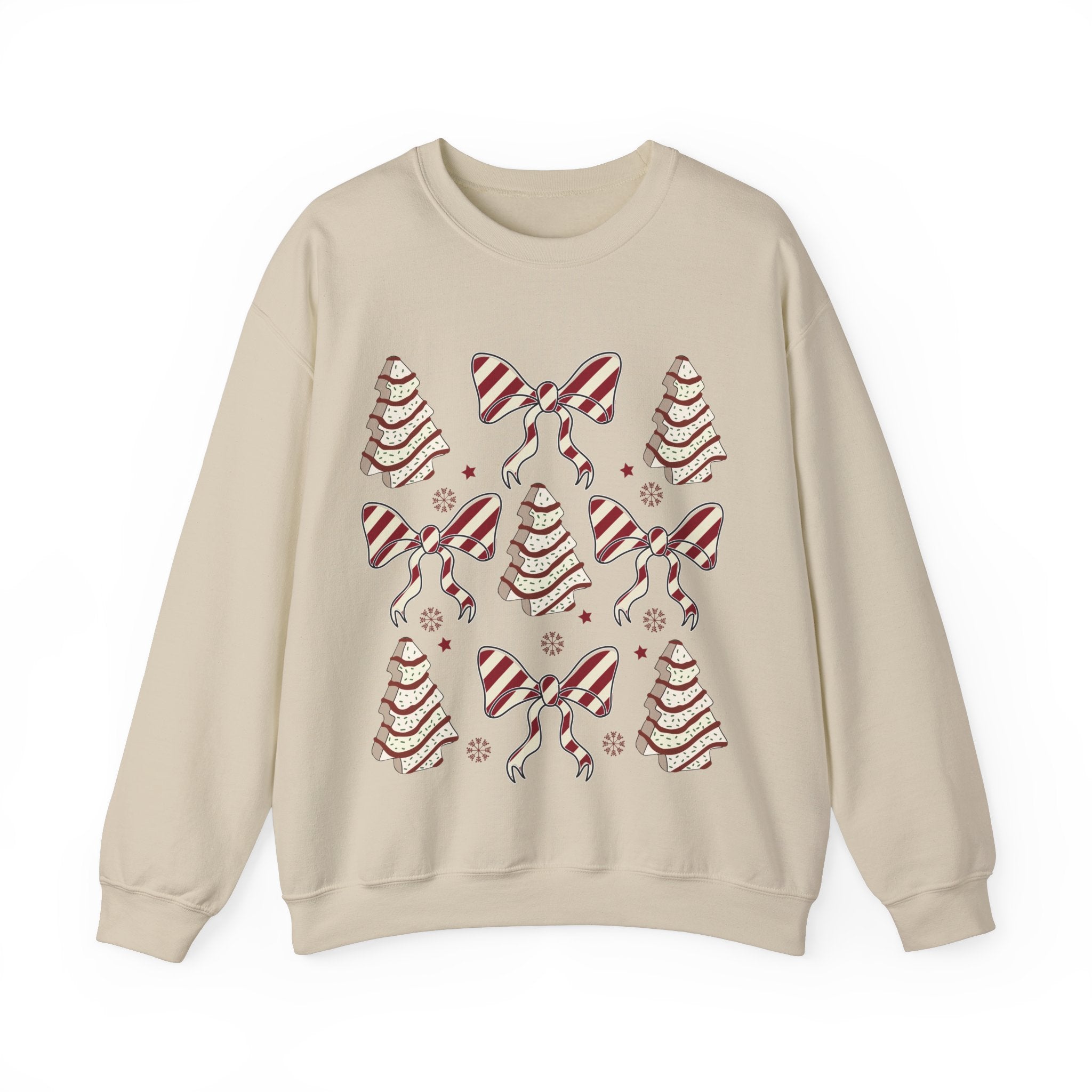 Gildan Cozy Christmas Crewneck Sweatshirt with Festive Trees & Bows