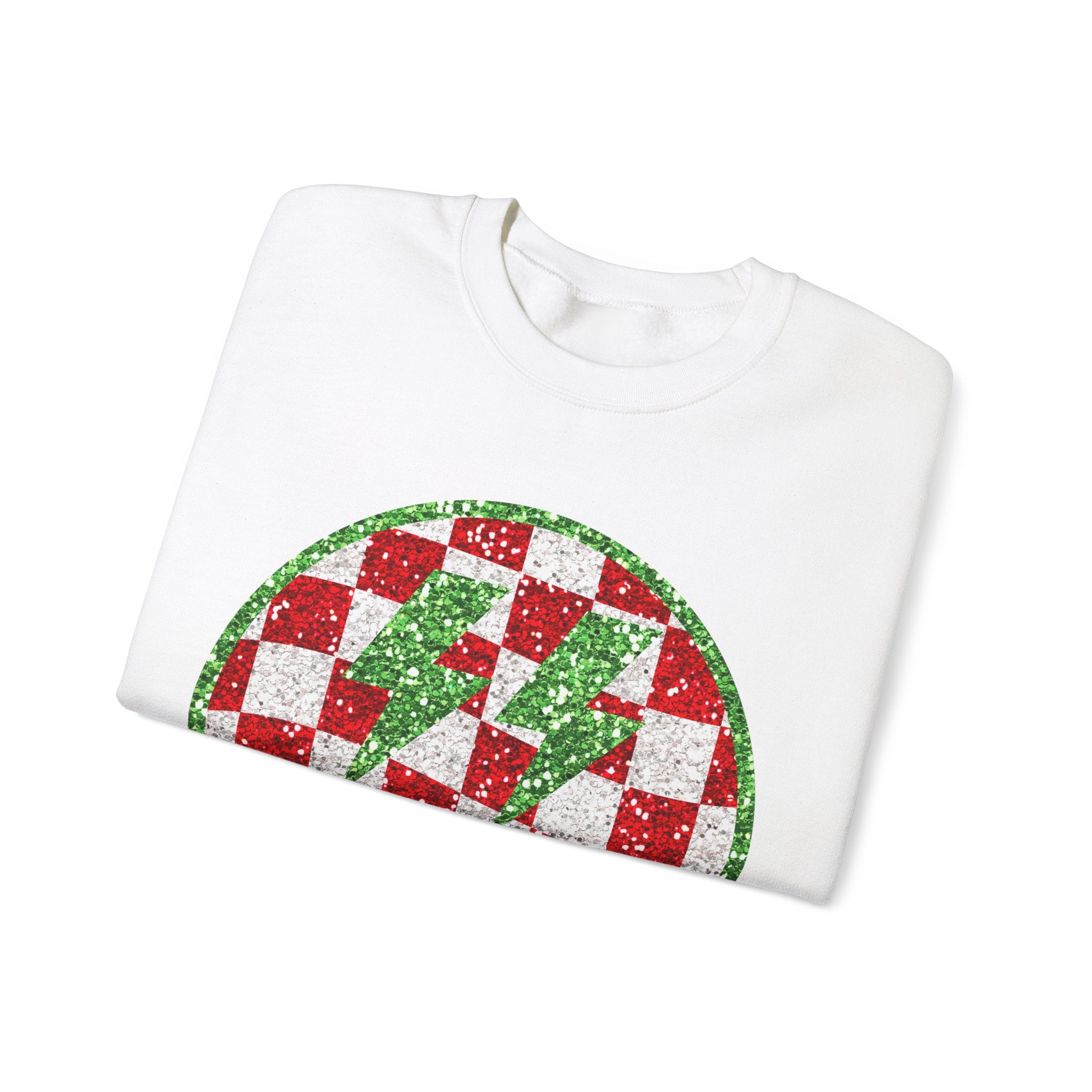 Gildan Festive Sequin Checkerboard Crewneck Sweatshirt for Holiday Cheer