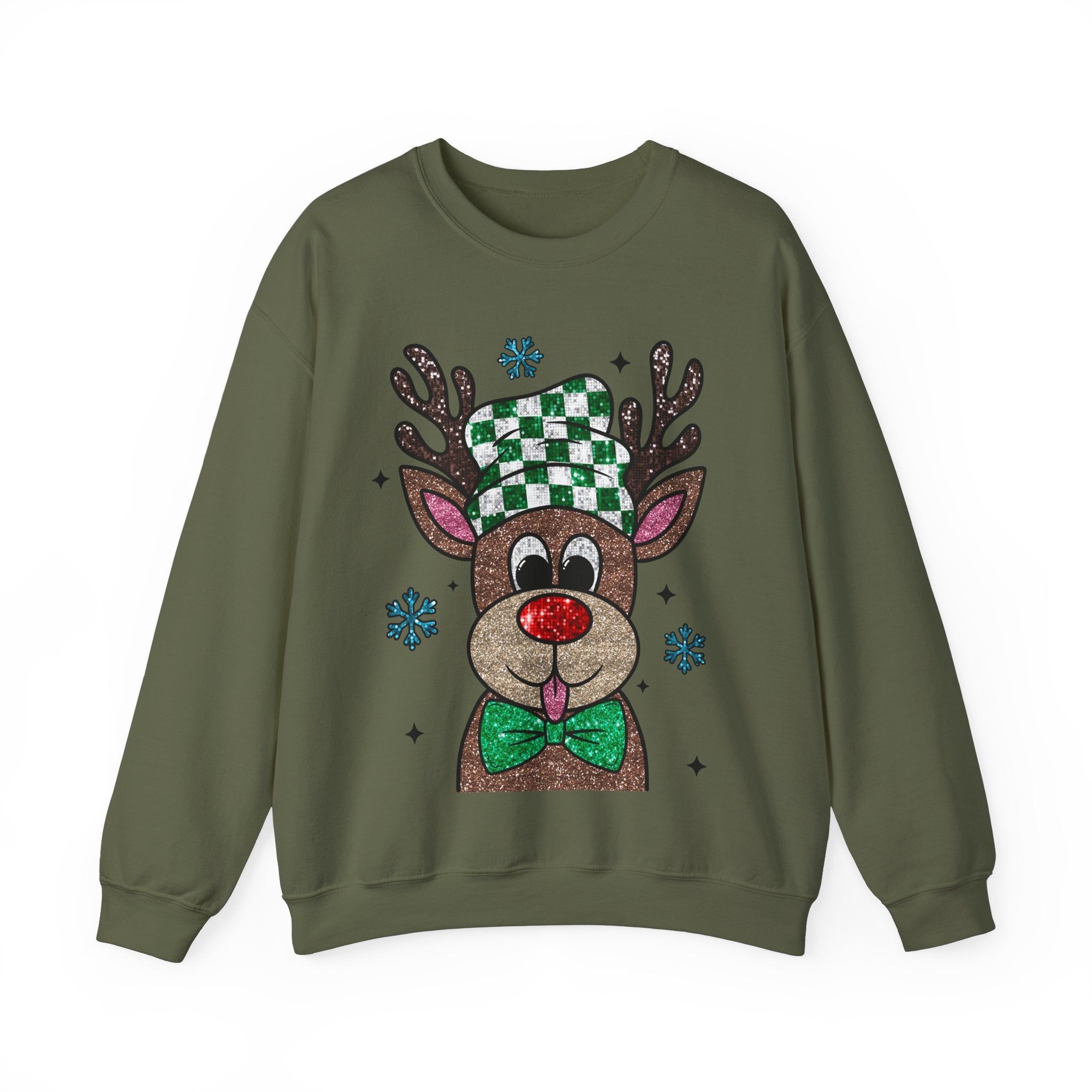 Gildan Festive Reindeer Crewneck Sweatshirt for Holiday Cheer