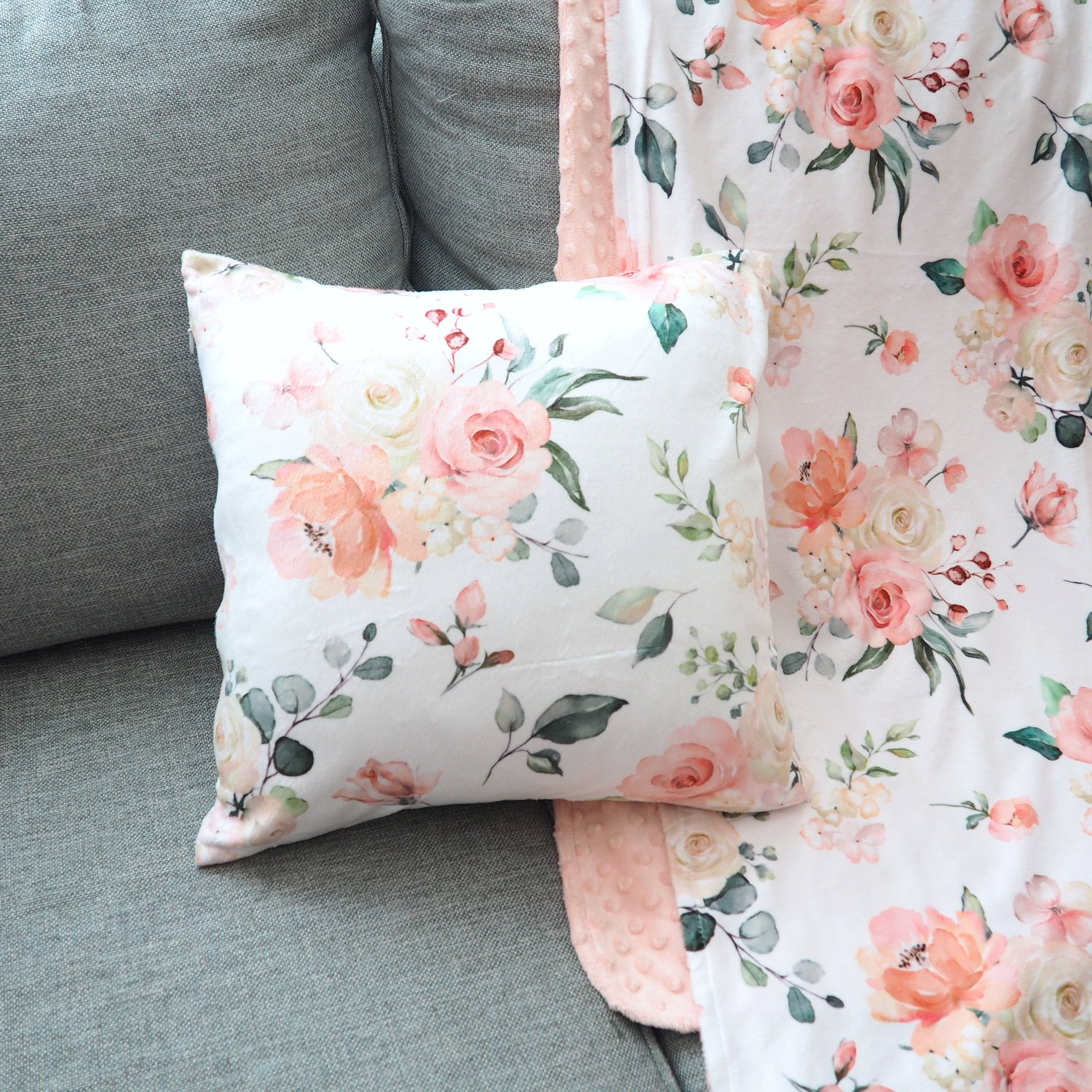 Adult Throw Minky Blanket 50X60- Peach Floral