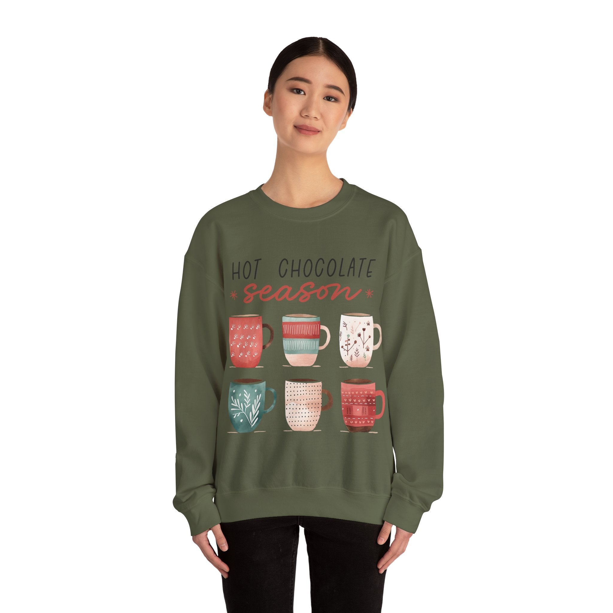 Gildan Hot Chocolate Season Crewneck Sweatshirt - Cozy Unisex Winter Apparel