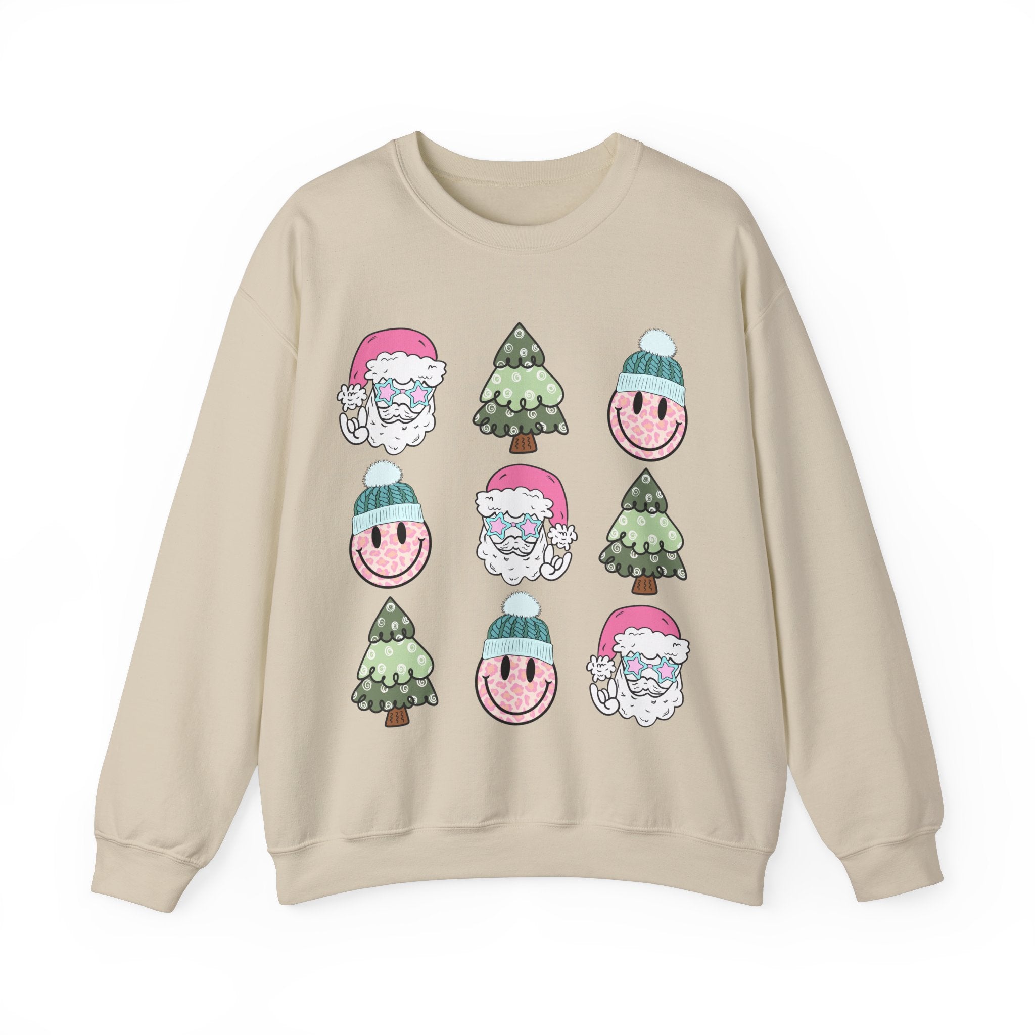 Gildan Festive Cheer Unisex Crewneck Sweatshirt - Christmas Trees & Santa Designs