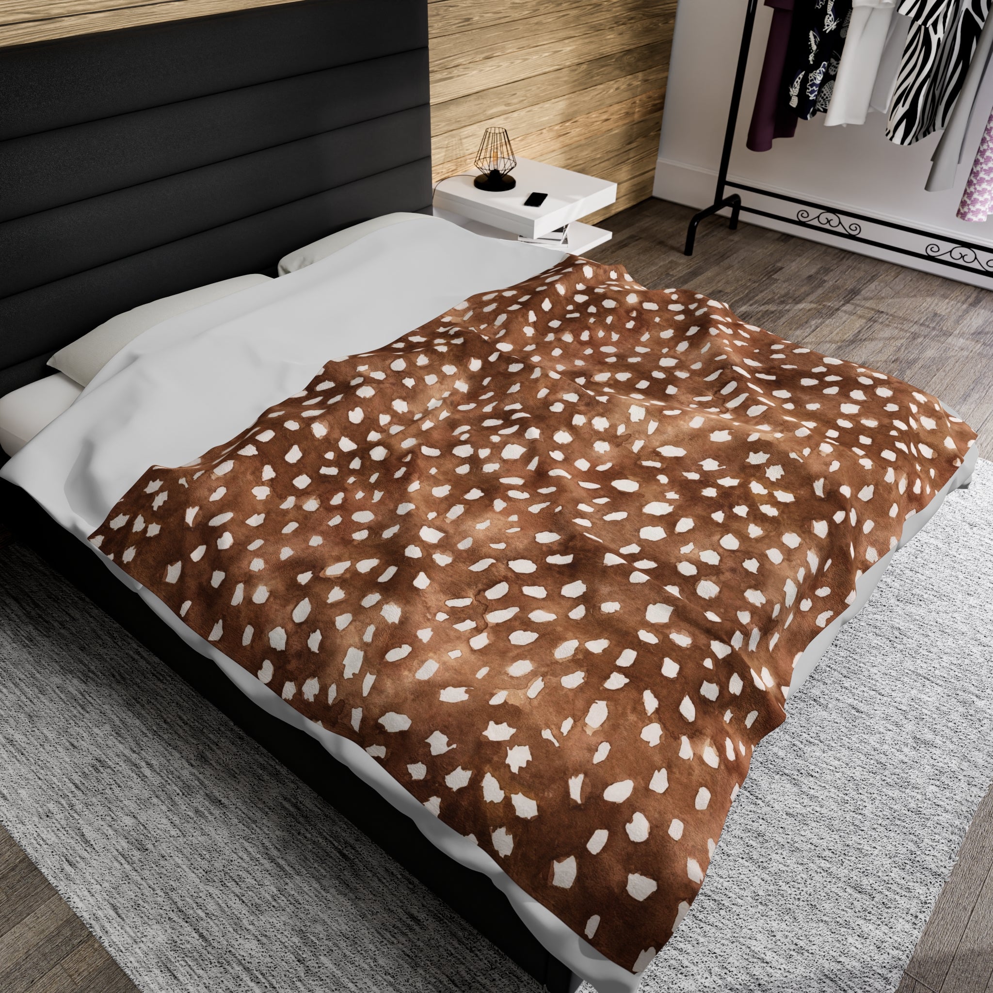 Velveteen Plush Blanket | FAWN PRINT