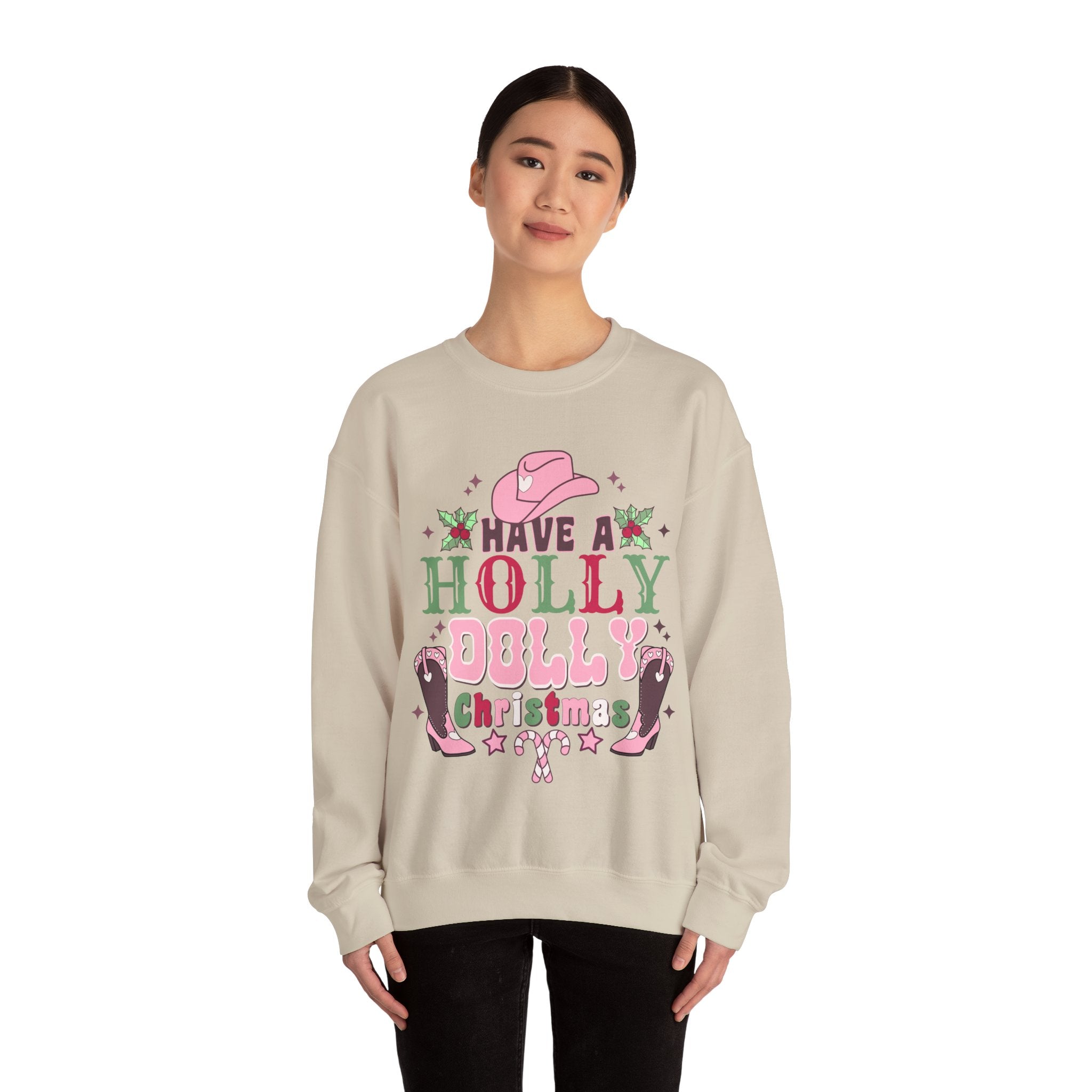 Gildan Have a Holly Dolly Christmas Sweatshirt - Unisex Heavy Blend Crewneck