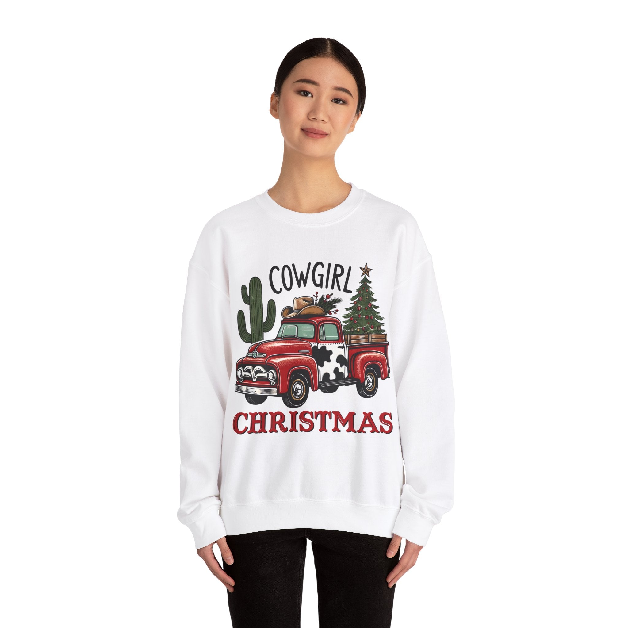 Gildan Cowgirl Christmas Sweatshirt | Unisex Heavy Blend Crewneck