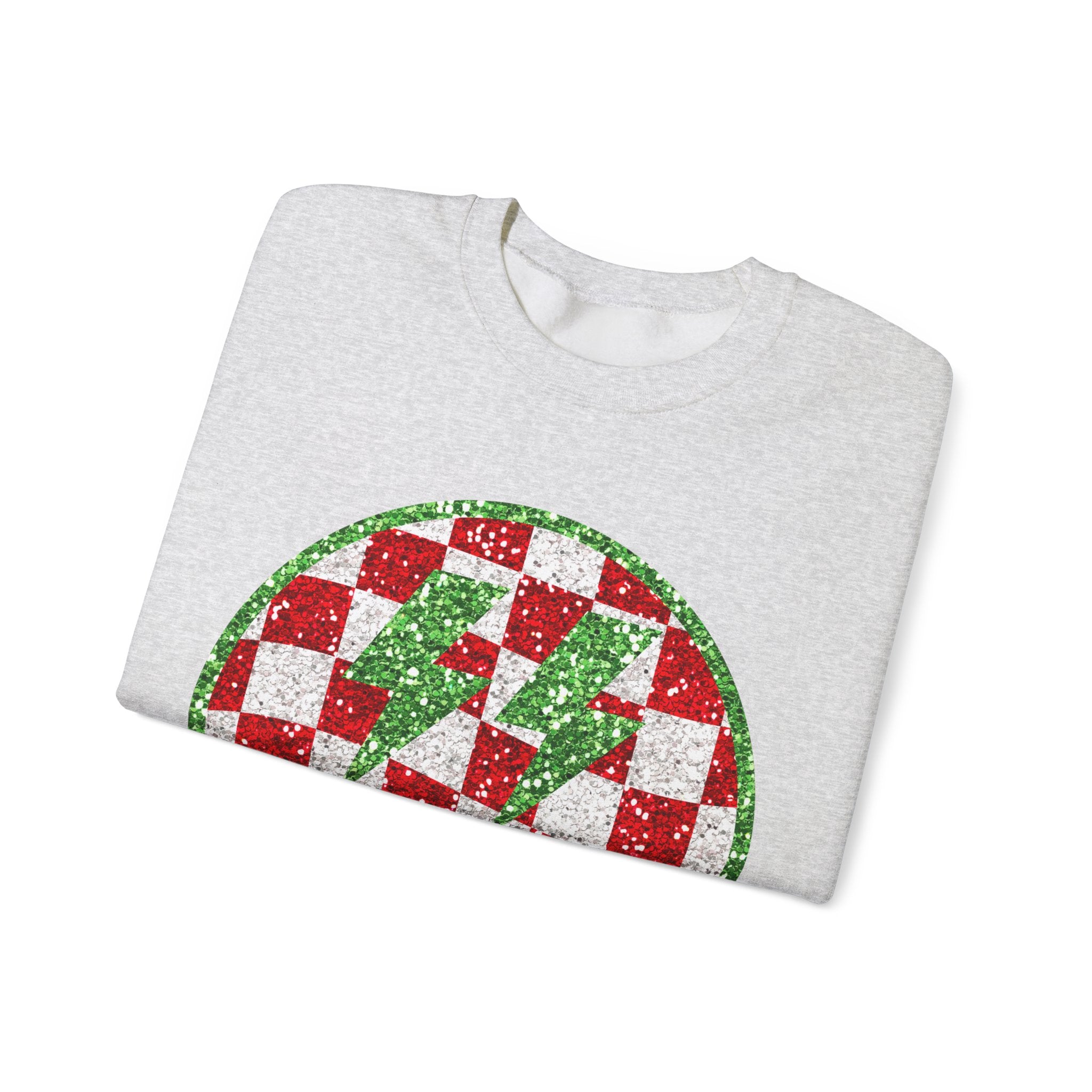 Gildan Festive Sequin Checkerboard Crewneck Sweatshirt for Holiday Cheer