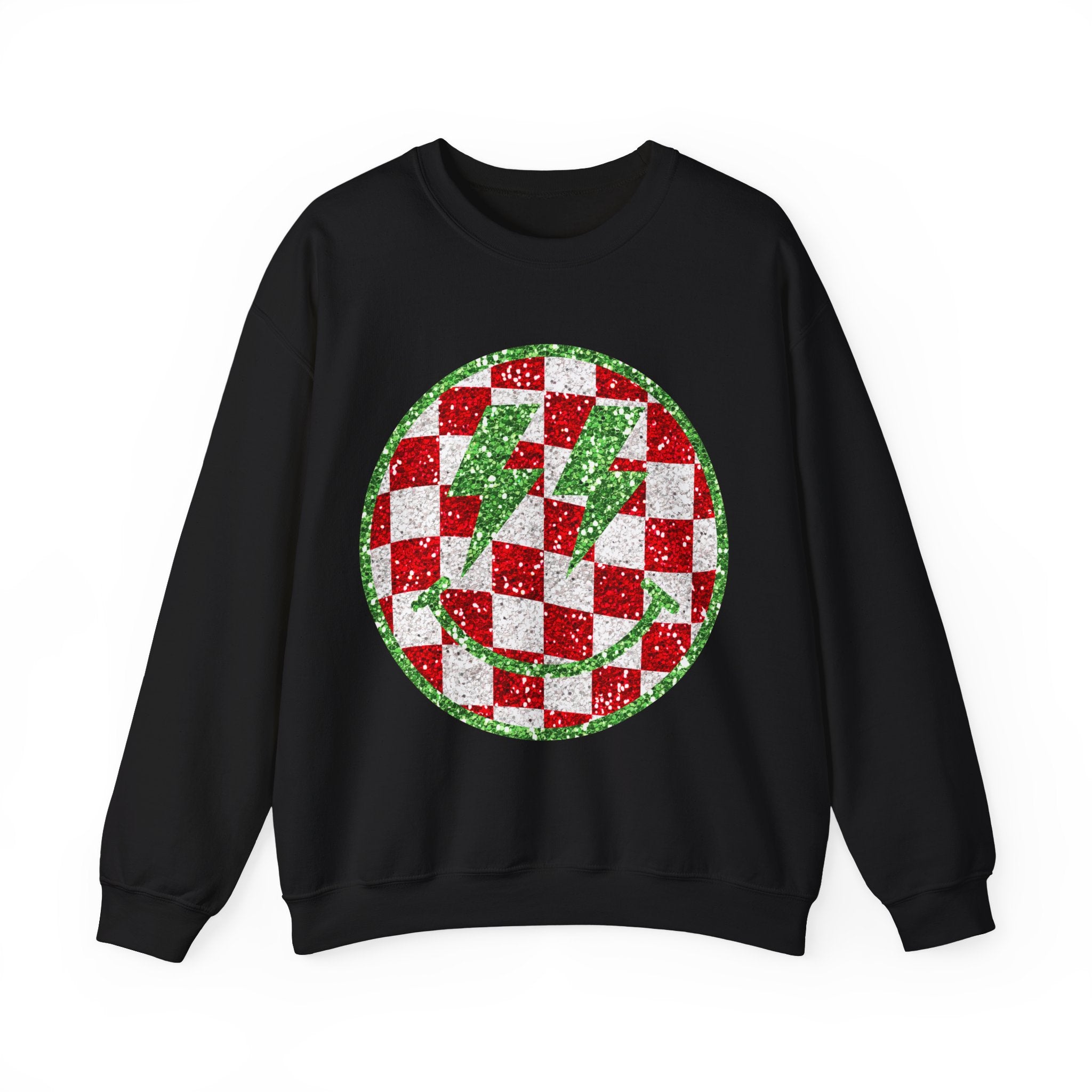 Gildan Festive Sequin Checkerboard Crewneck Sweatshirt for Holiday Cheer