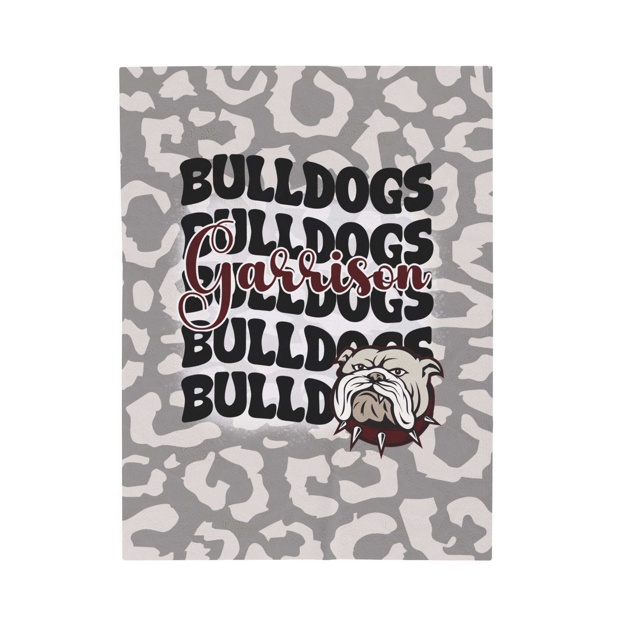 School Spirit Blanket | GARRISON BULLDOGS | STACKED GRAY LEOPARD