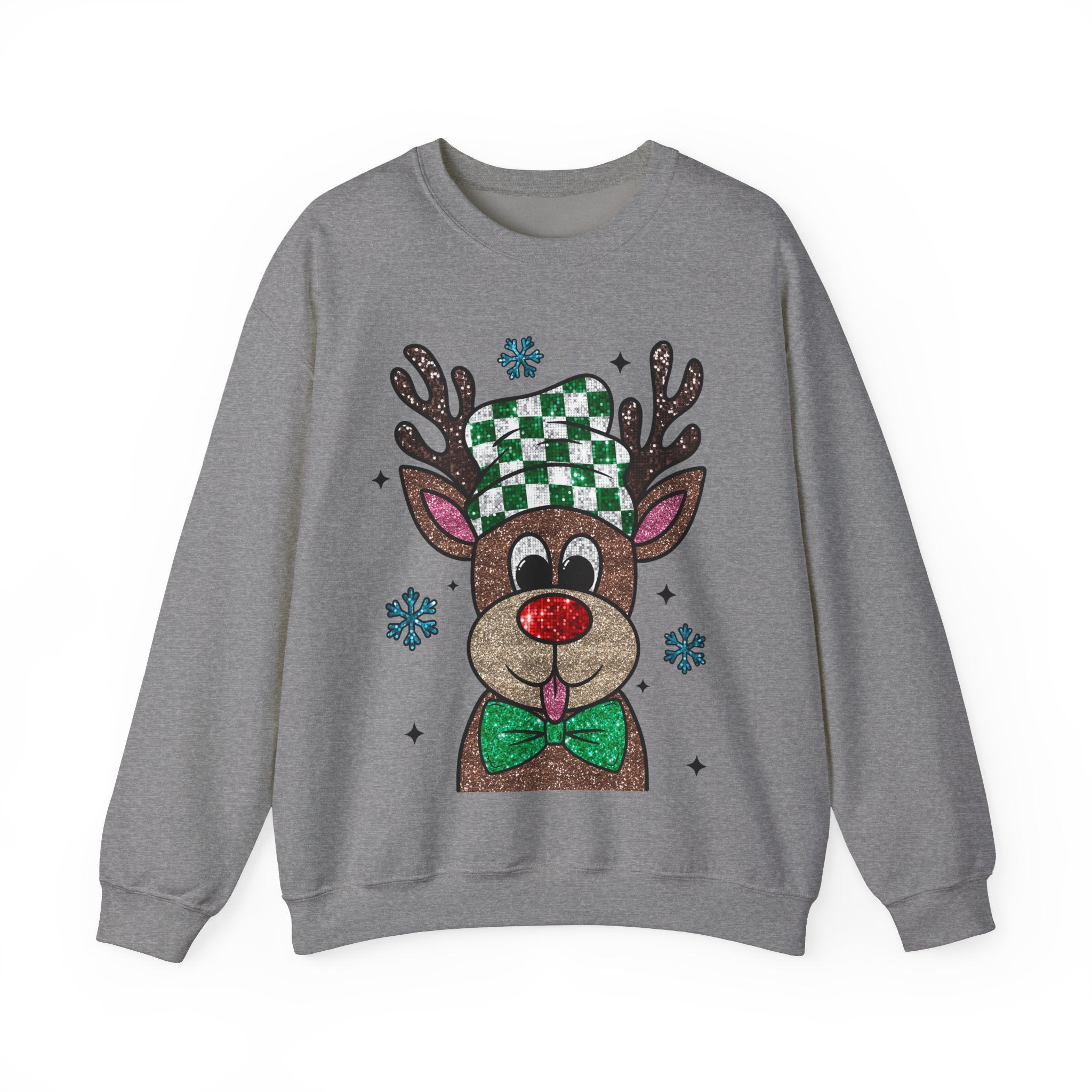 Gildan Festive Reindeer Crewneck Sweatshirt for Holiday Cheer