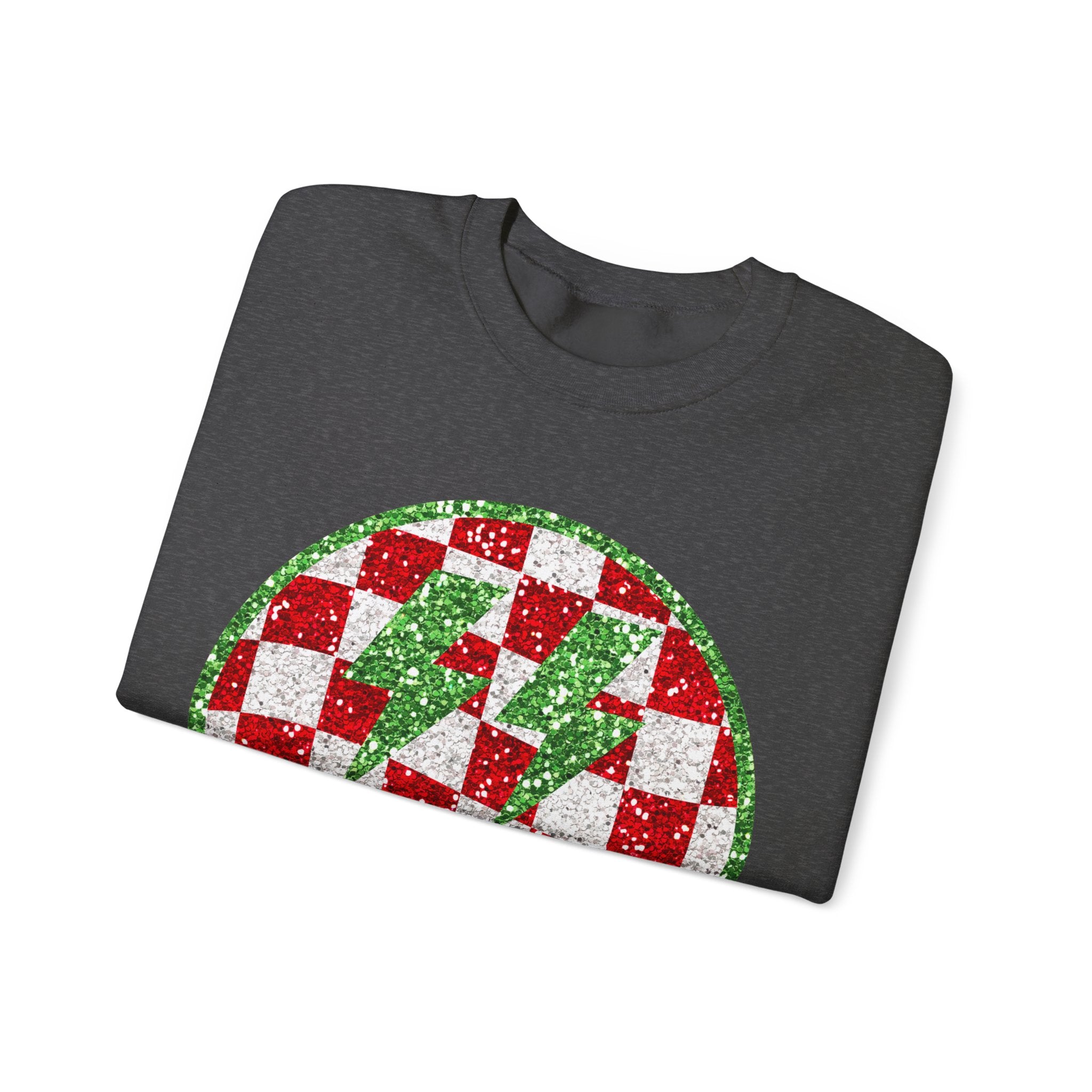 Gildan Festive Sequin Checkerboard Crewneck Sweatshirt for Holiday Cheer