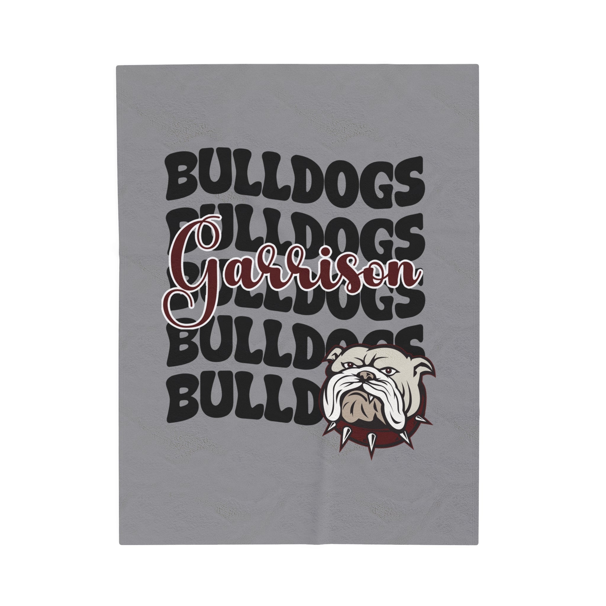 GRAY SCHOOL SPIRIT BLANKET | STACKED GARRISON BULLDOGS