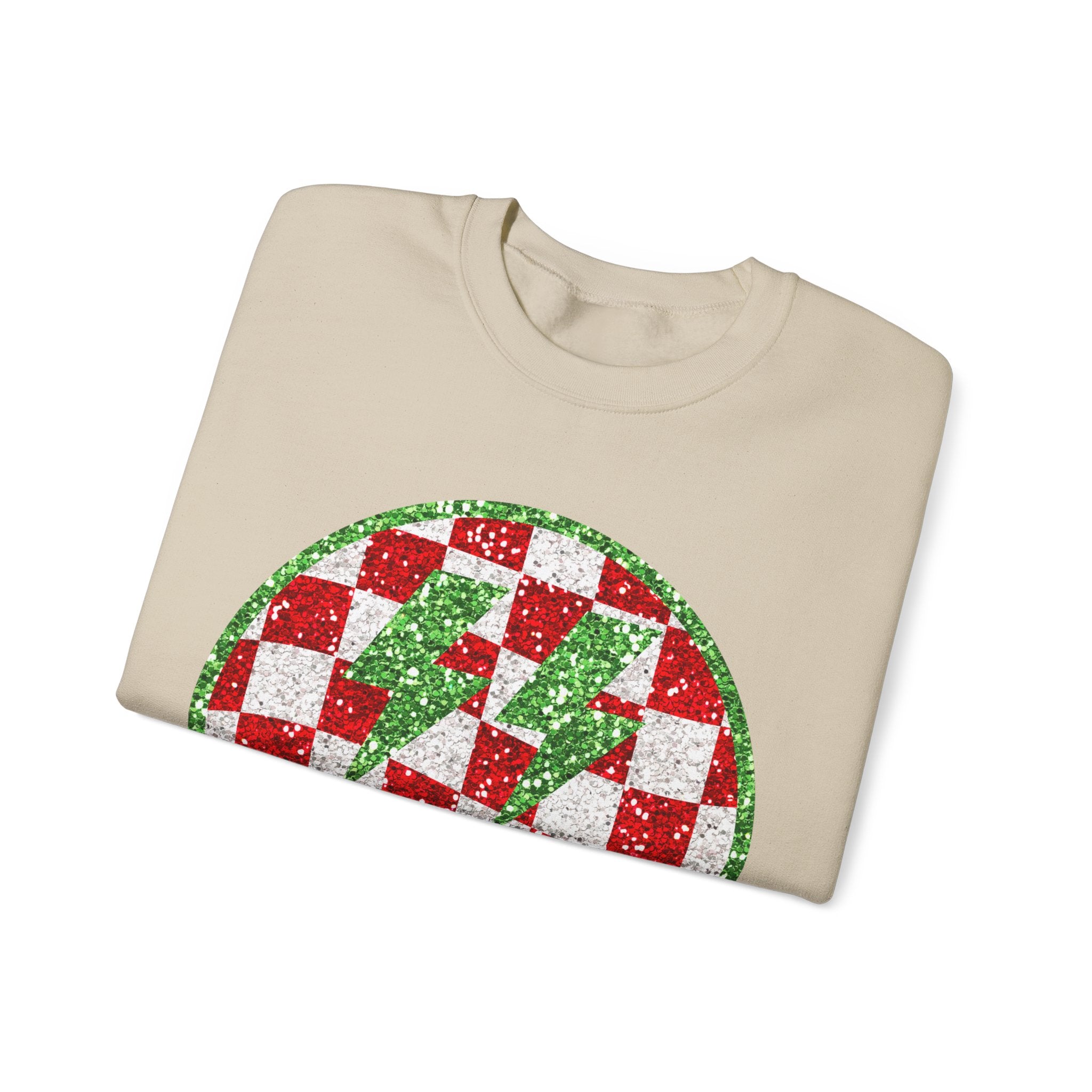 Gildan Festive Sequin Checkerboard Crewneck Sweatshirt for Holiday Cheer