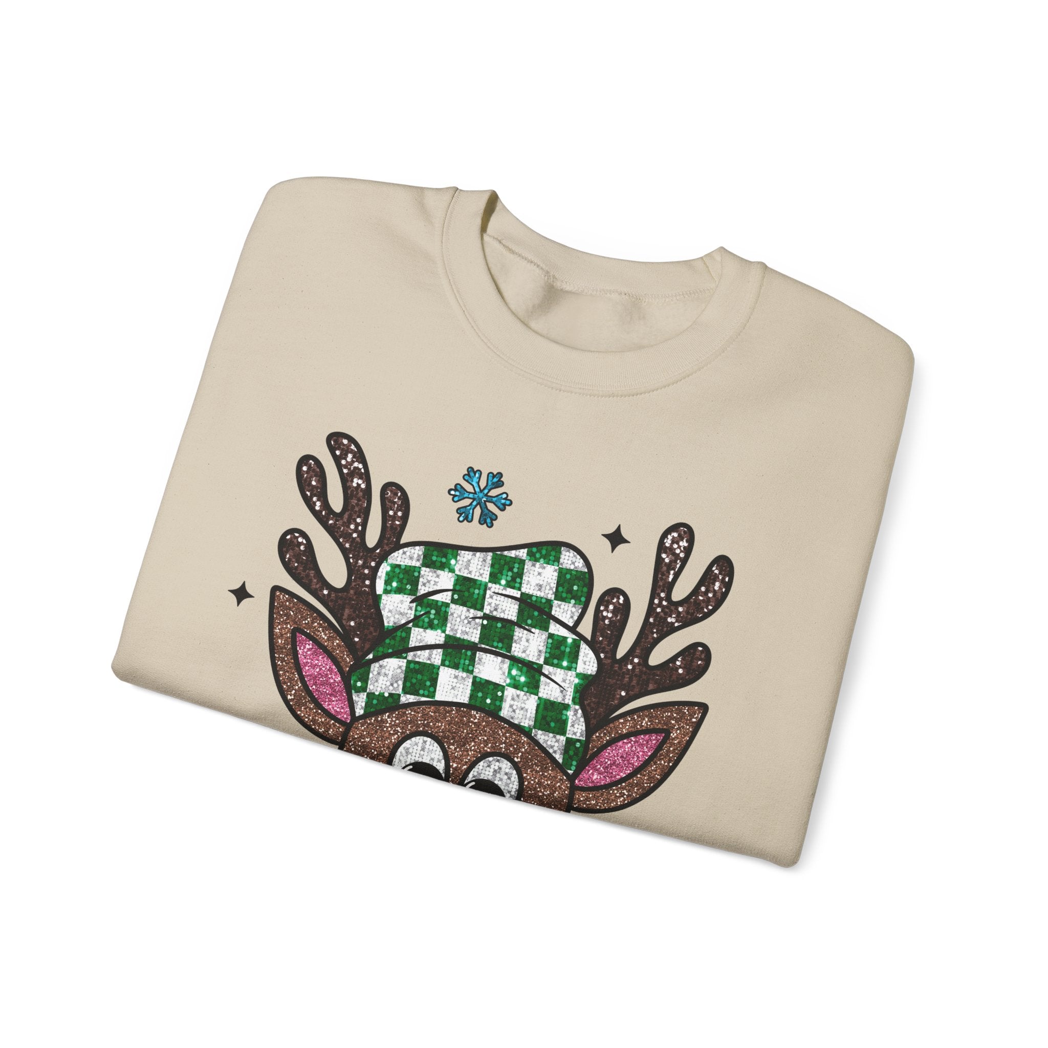 Gildan Festive Reindeer Crewneck Sweatshirt for Holiday Cheer