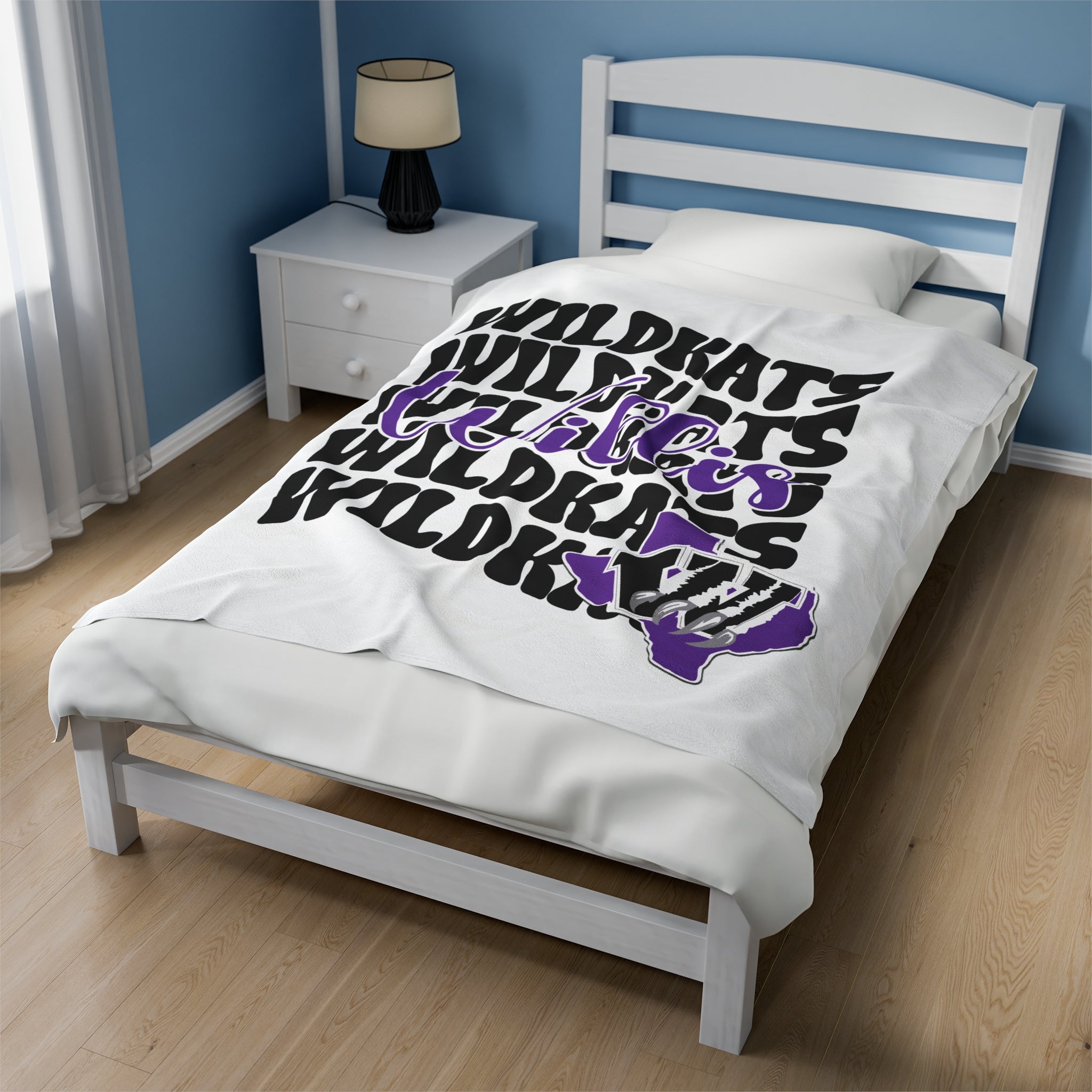 School Spirit Blanket | WILLIS BEARKATS | WHITE BLANKET | STACKED LOGO