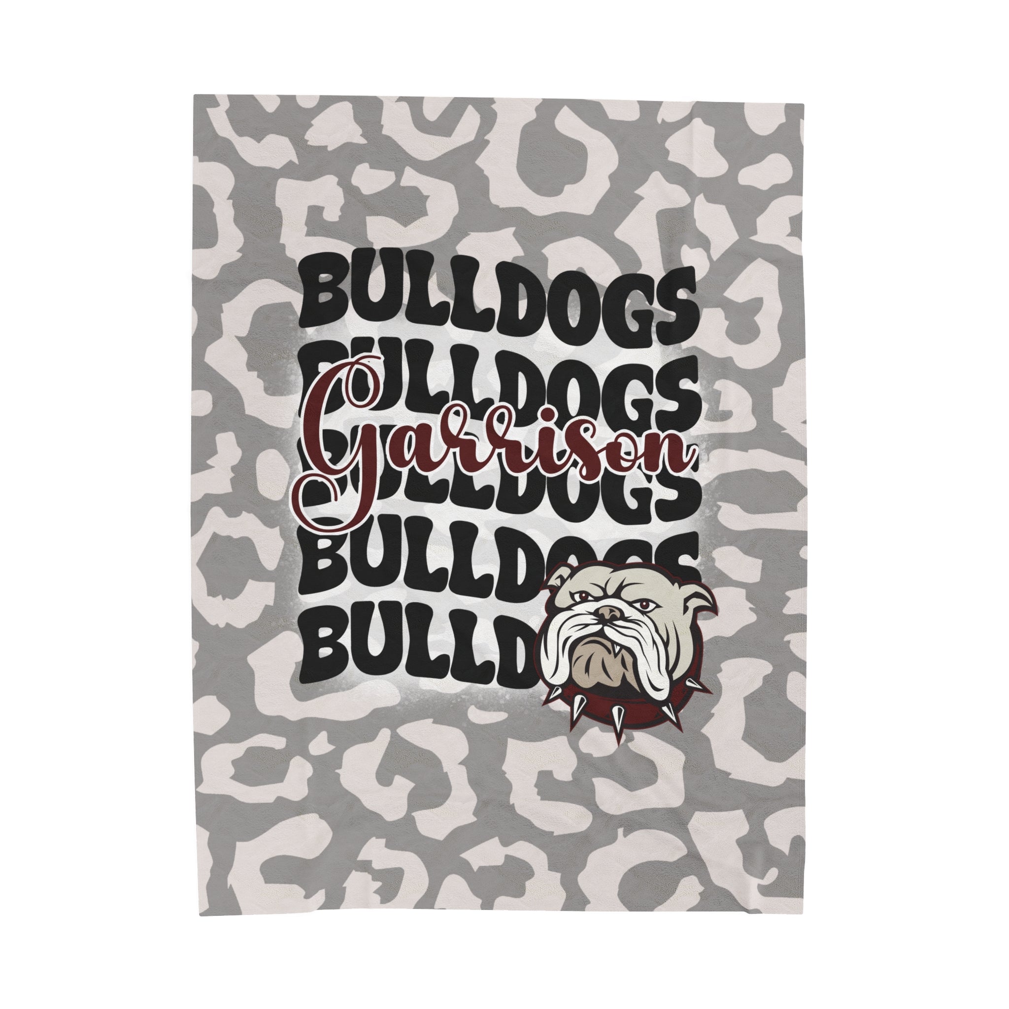 School Spirit Blanket | GARRISON BULLDOGS | STACKED GRAY LEOPARD