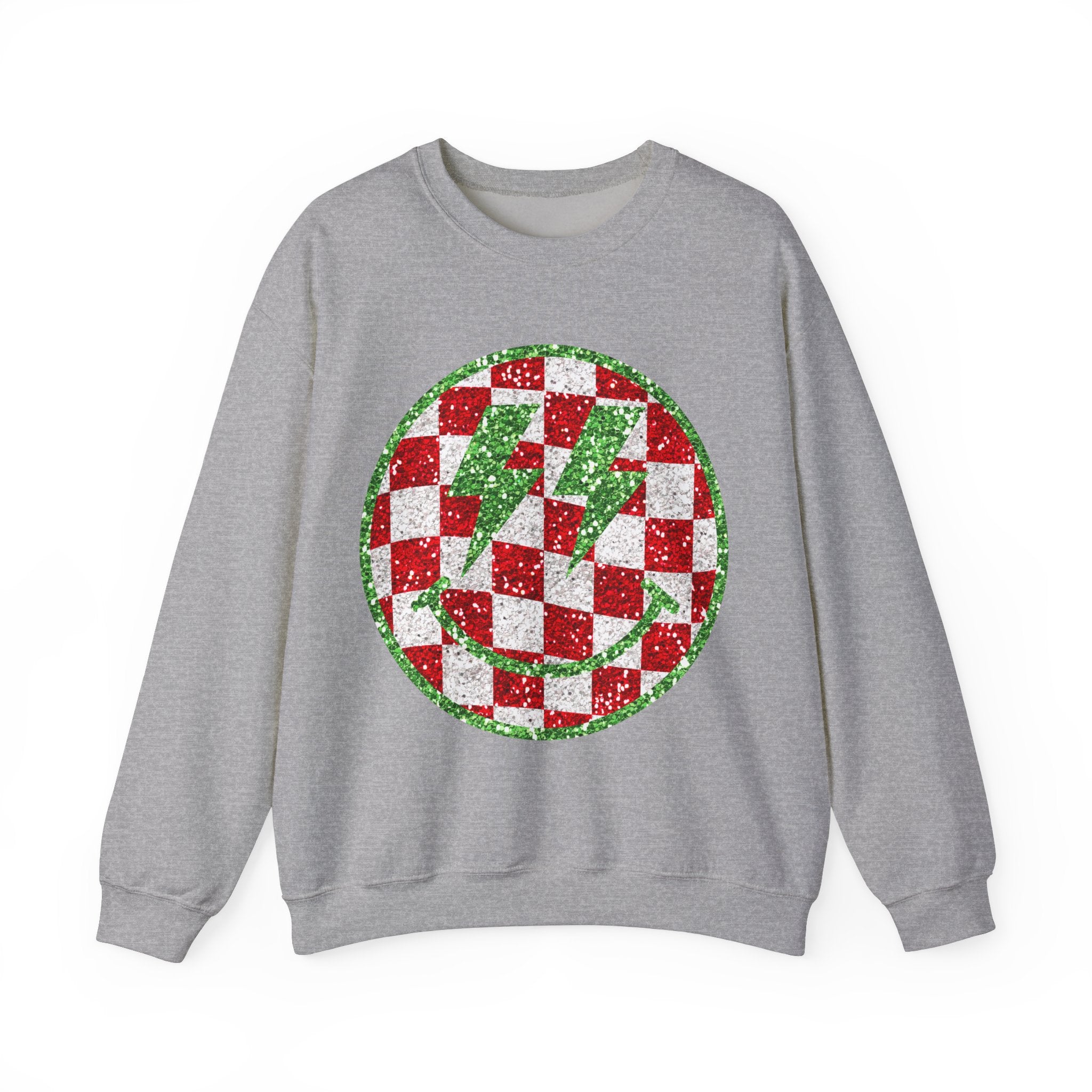 Gildan Festive Sequin Checkerboard Crewneck Sweatshirt for Holiday Cheer