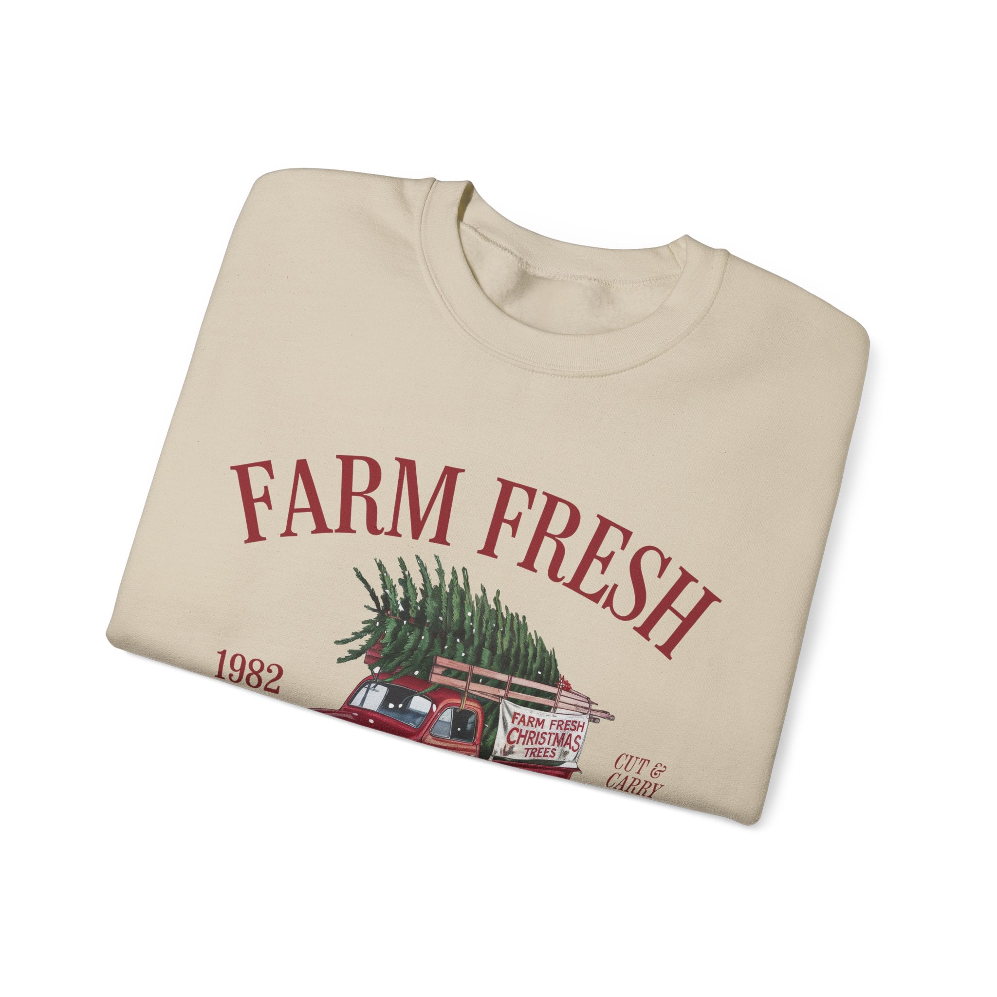 Farm Fresh Christmas Trees Gildan Crewneck Sweatshirt - Cozy Holiday Vibe for Festive Gatherings