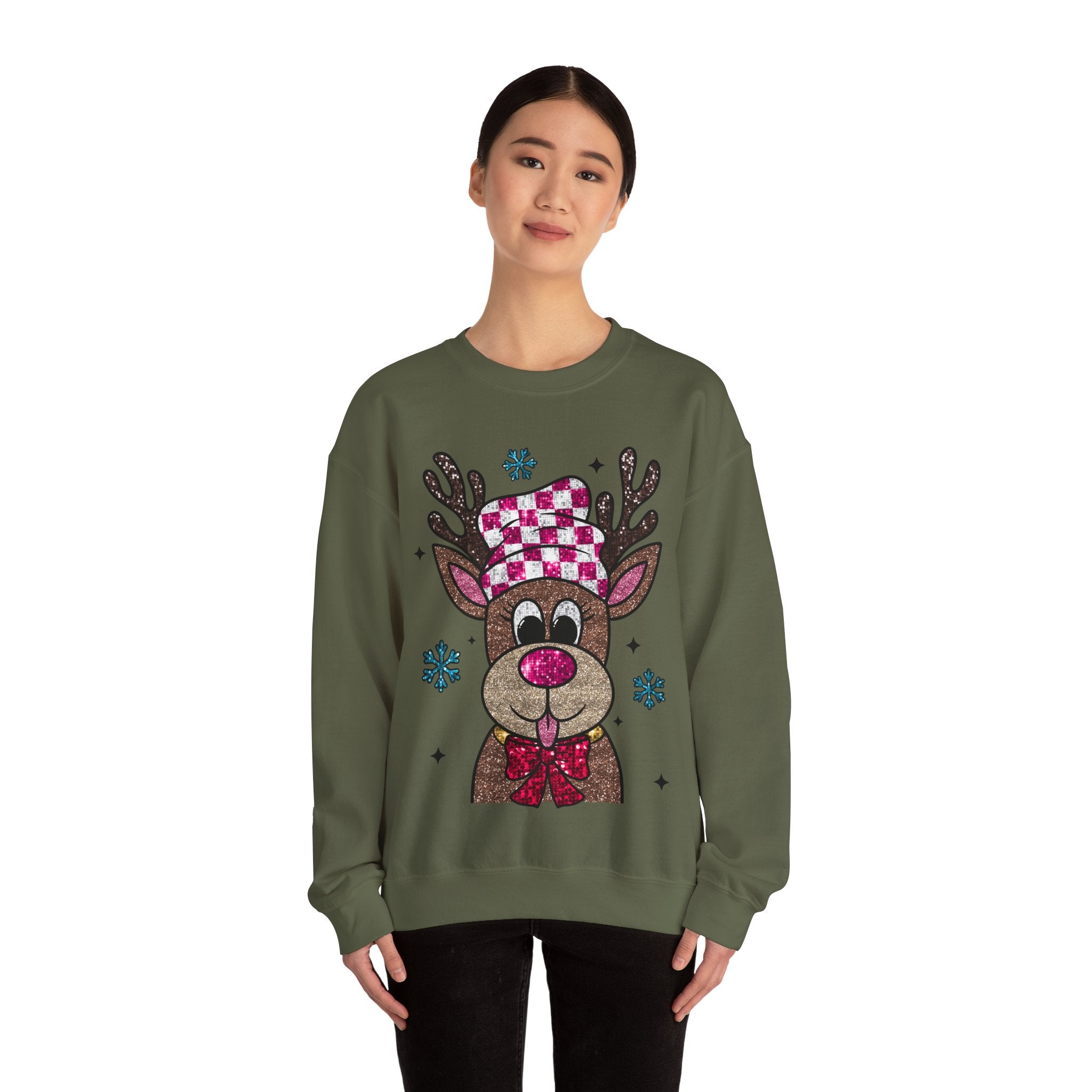 Gildan Cozy Rudolph Christmas Crewneck Sweatshirt