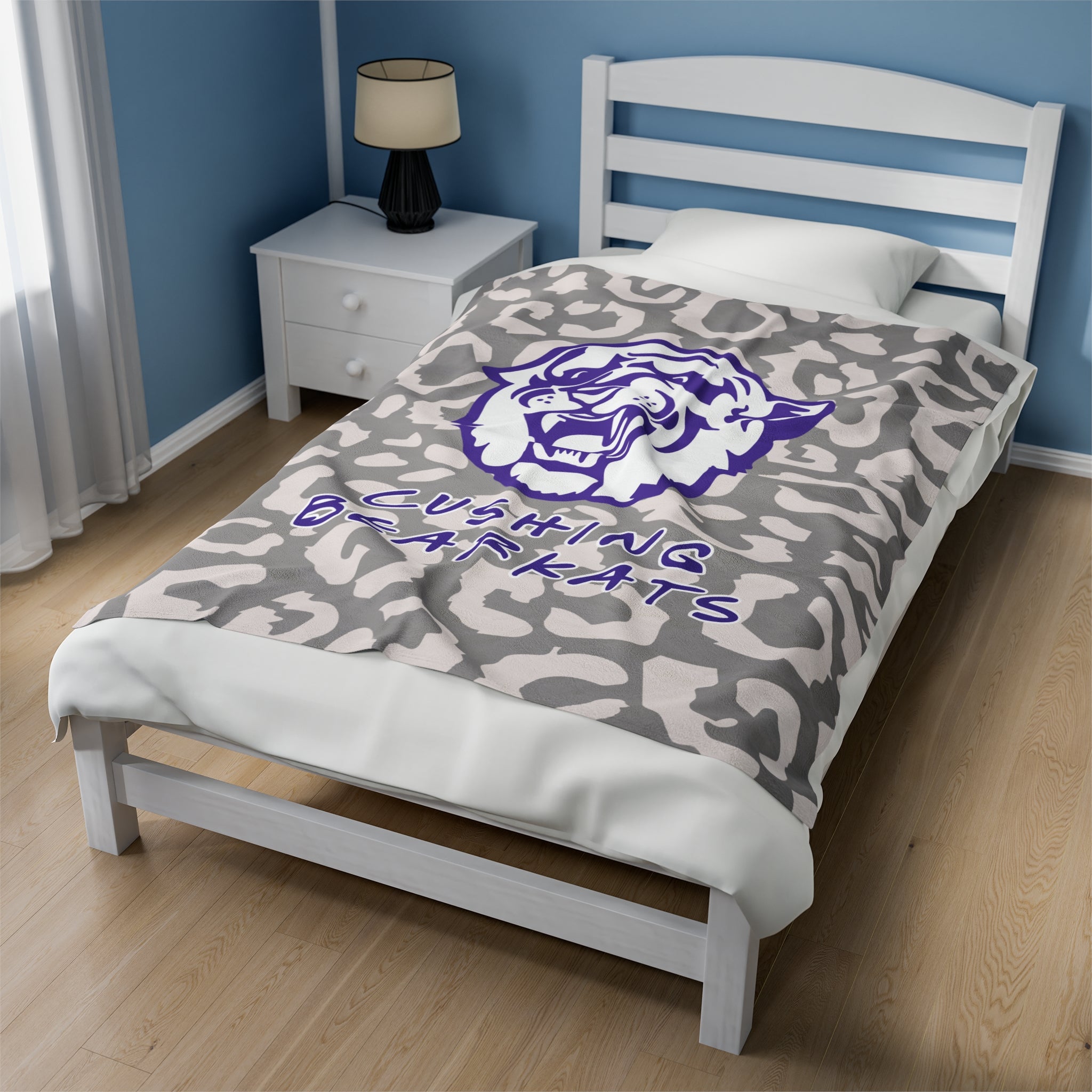 SCHOOL SPIRIT BLANKET | CUSHING BEARKATS | LEOPARD MASCOT