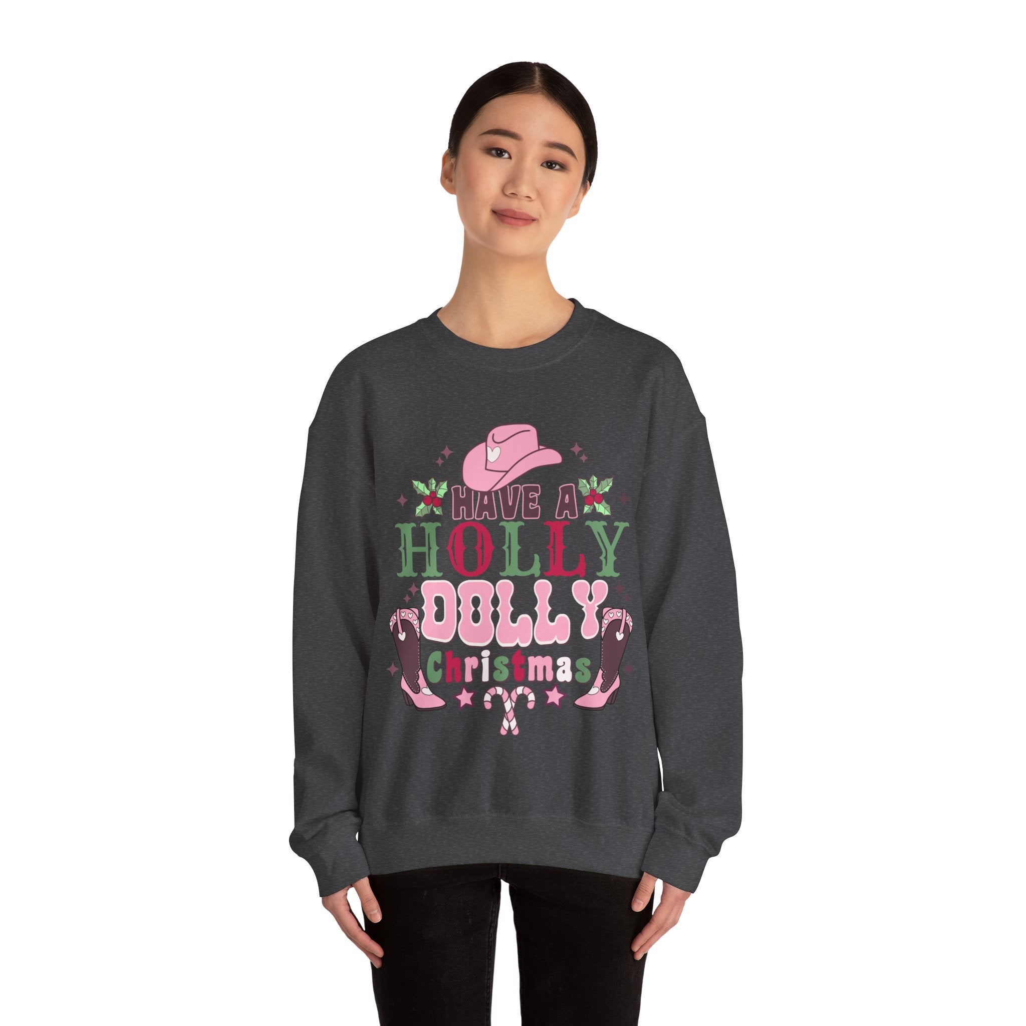 Gildan Have a Holly Dolly Christmas Sweatshirt - Unisex Heavy Blend Crewneck