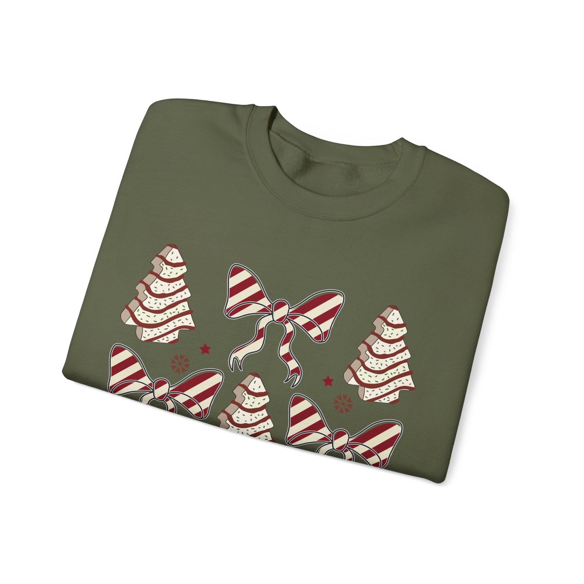 Gildan Cozy Christmas Crewneck Sweatshirt with Festive Trees & Bows