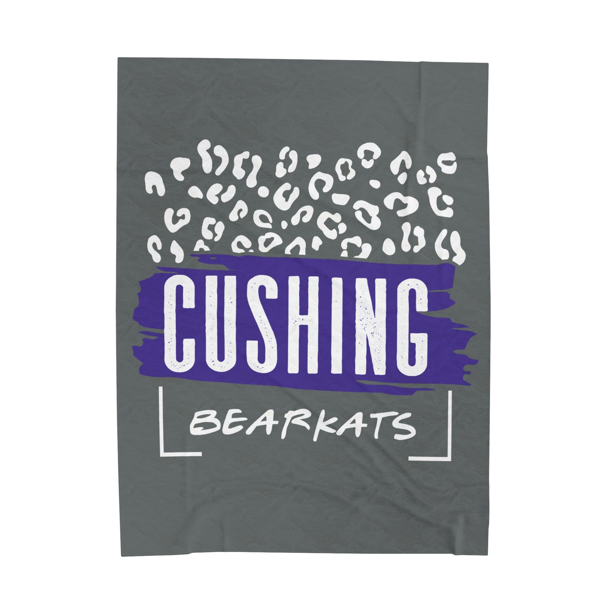 SCHOOL SPIRIT BLANKET | CUSHING BEARKATS | DARK GRAY LEOPARD FRAME