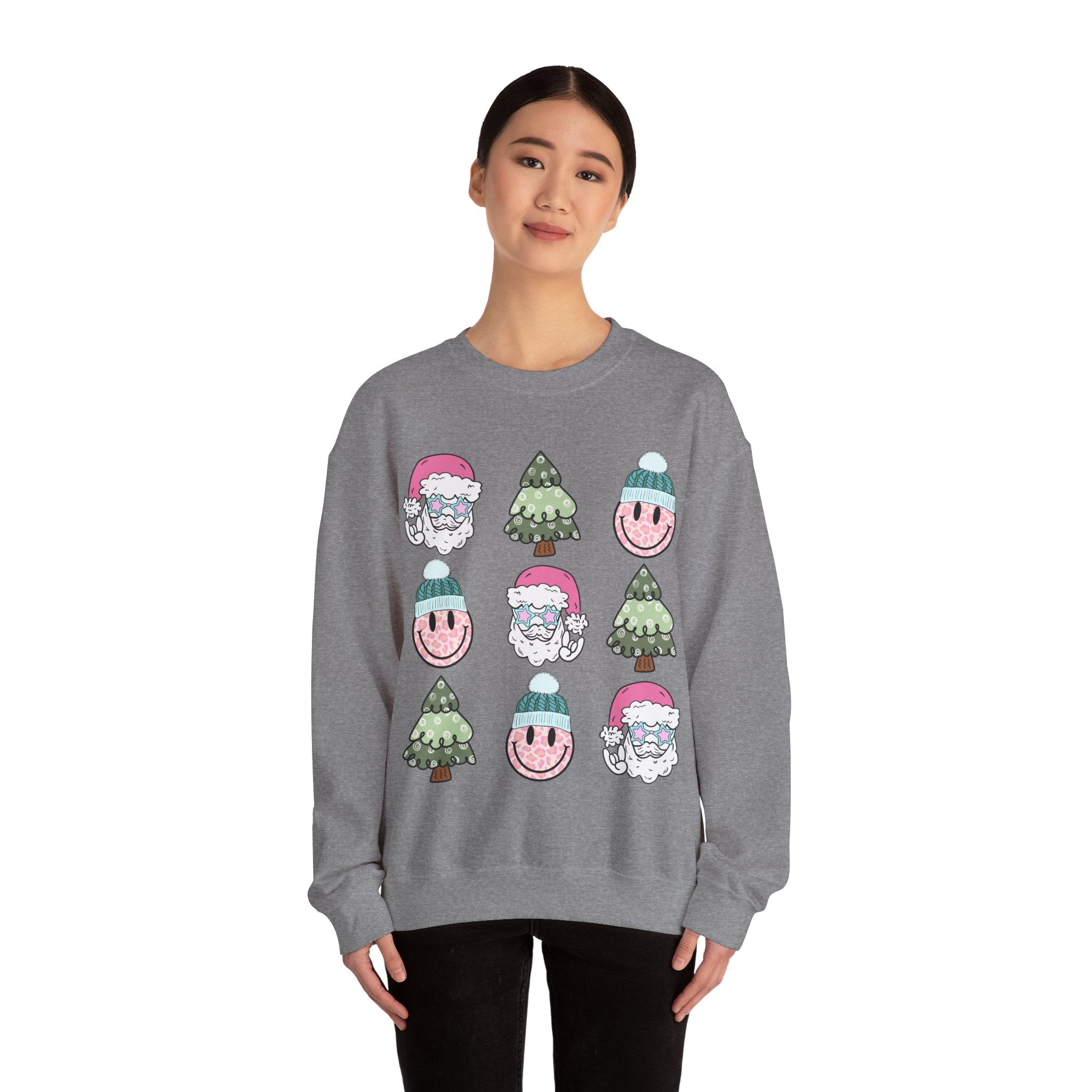 Gildan Festive Cheer Unisex Crewneck Sweatshirt - Christmas Trees & Santa Designs