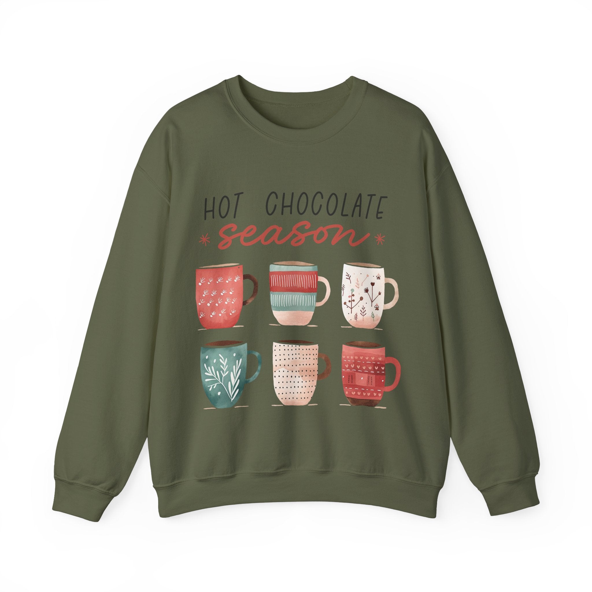 Gildan Hot Chocolate Season Crewneck Sweatshirt - Cozy Unisex Winter Apparel