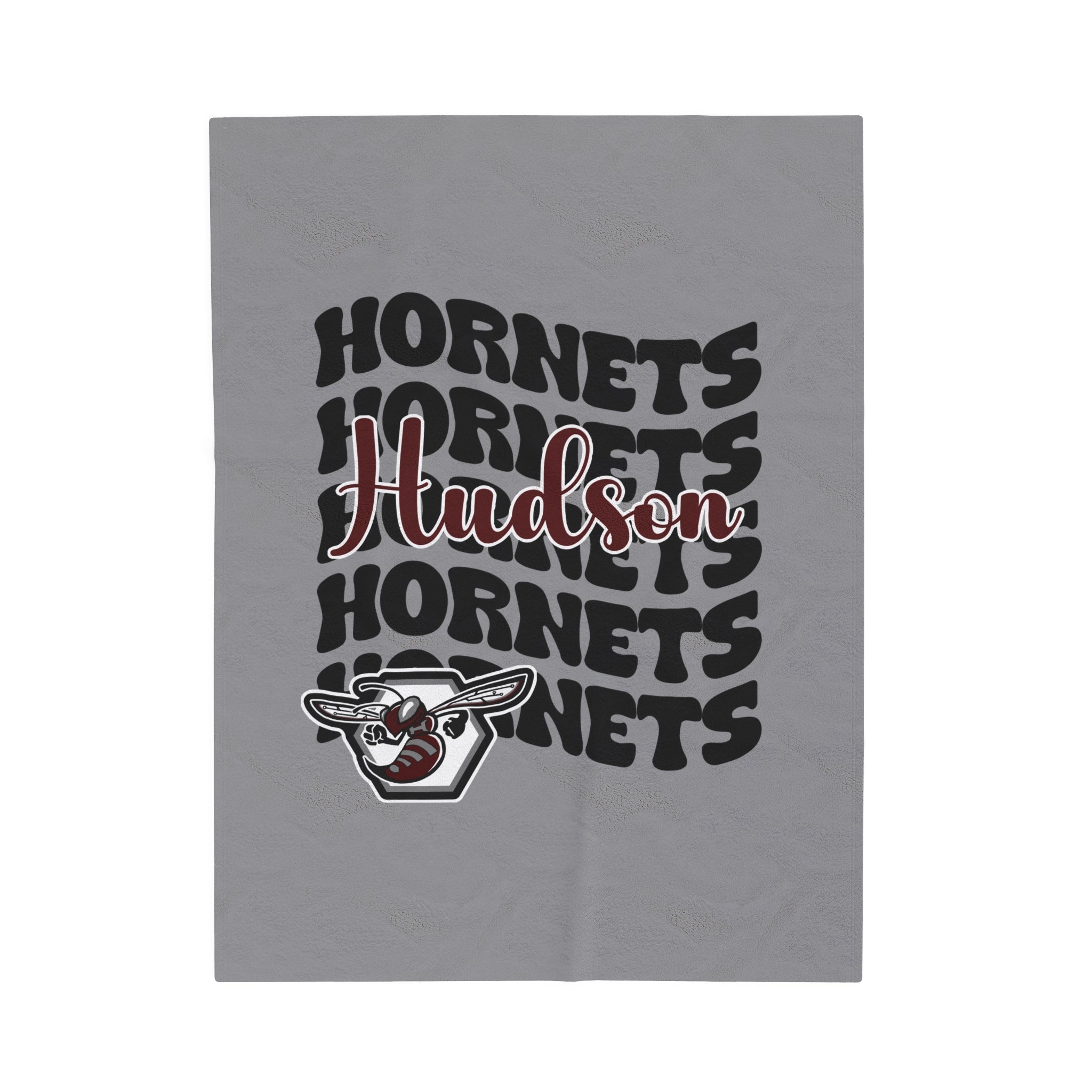 Gray School Spirit Blanket | HUDSON HORNETS | STACKED GRAY LEOPARD