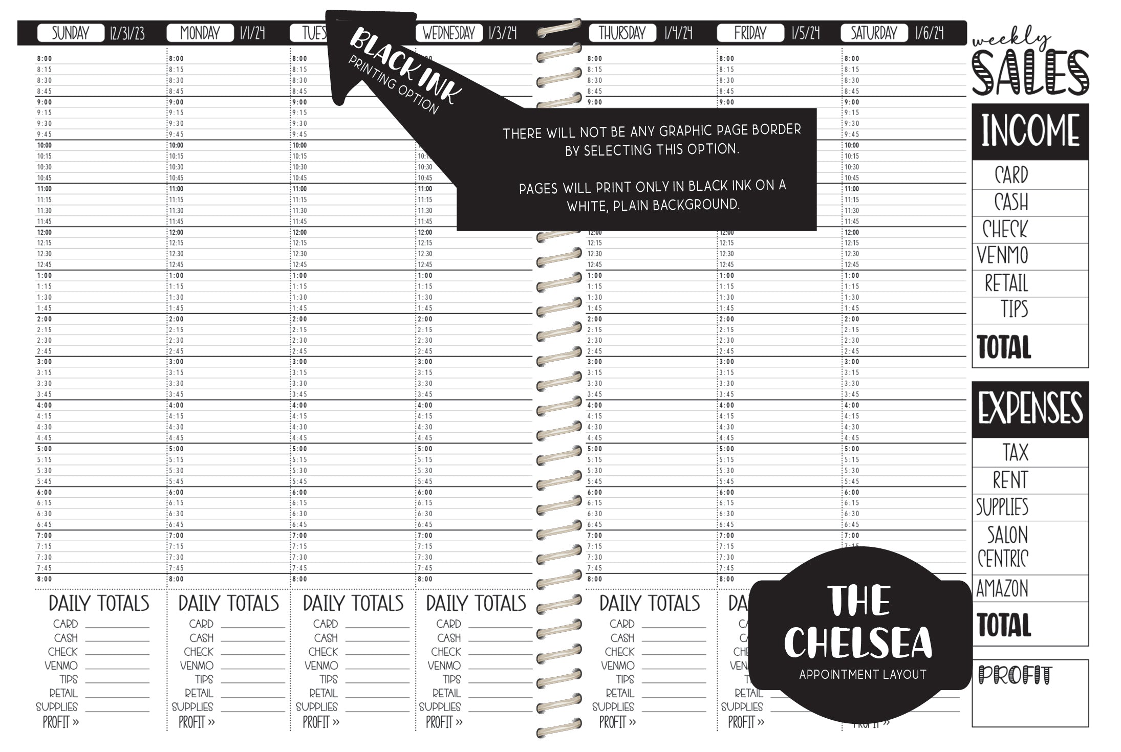 The Chelsea Appointment Book - BW SKULLS