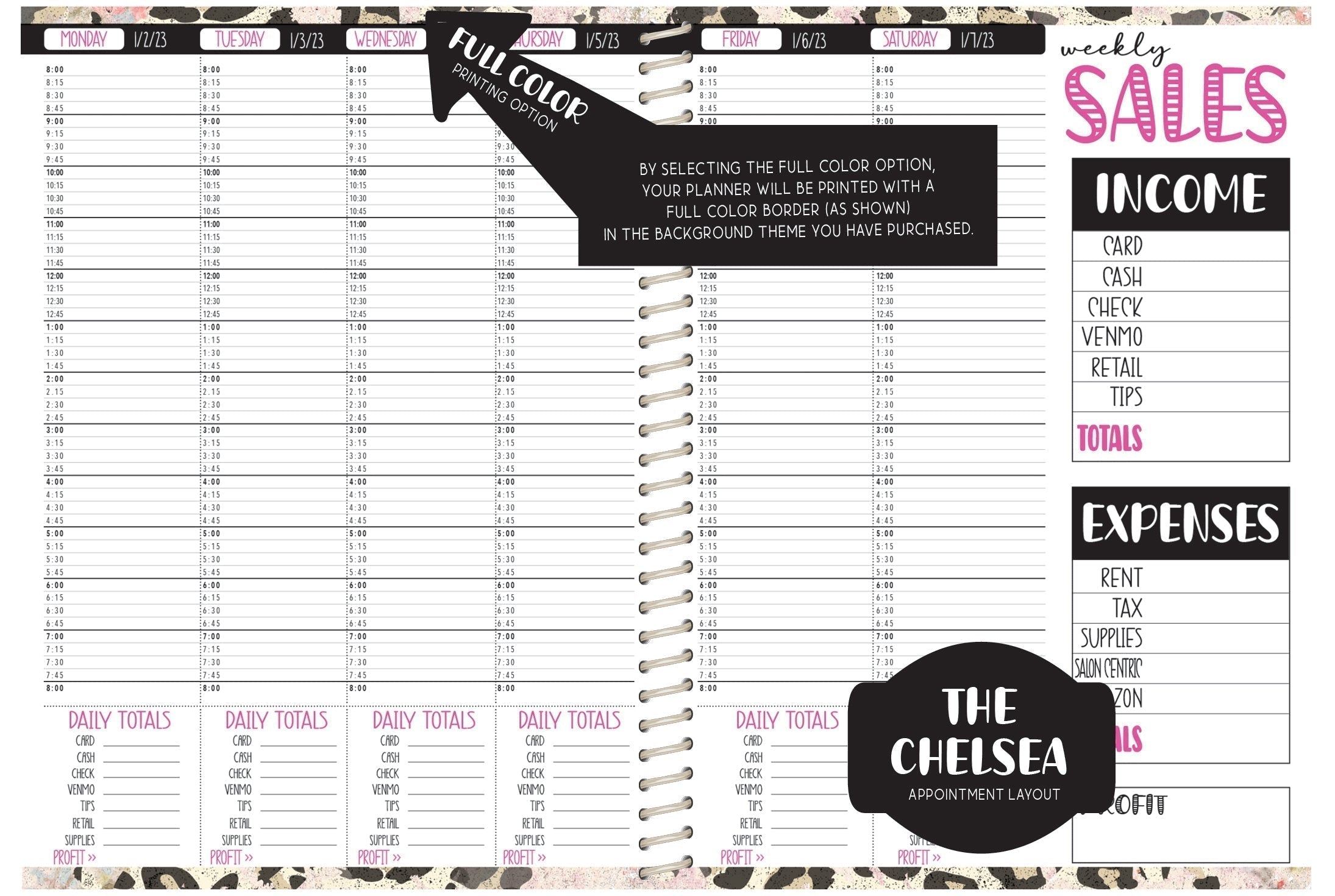 The Chelsea Appointment Book - LEOPARD PINK BRUSH