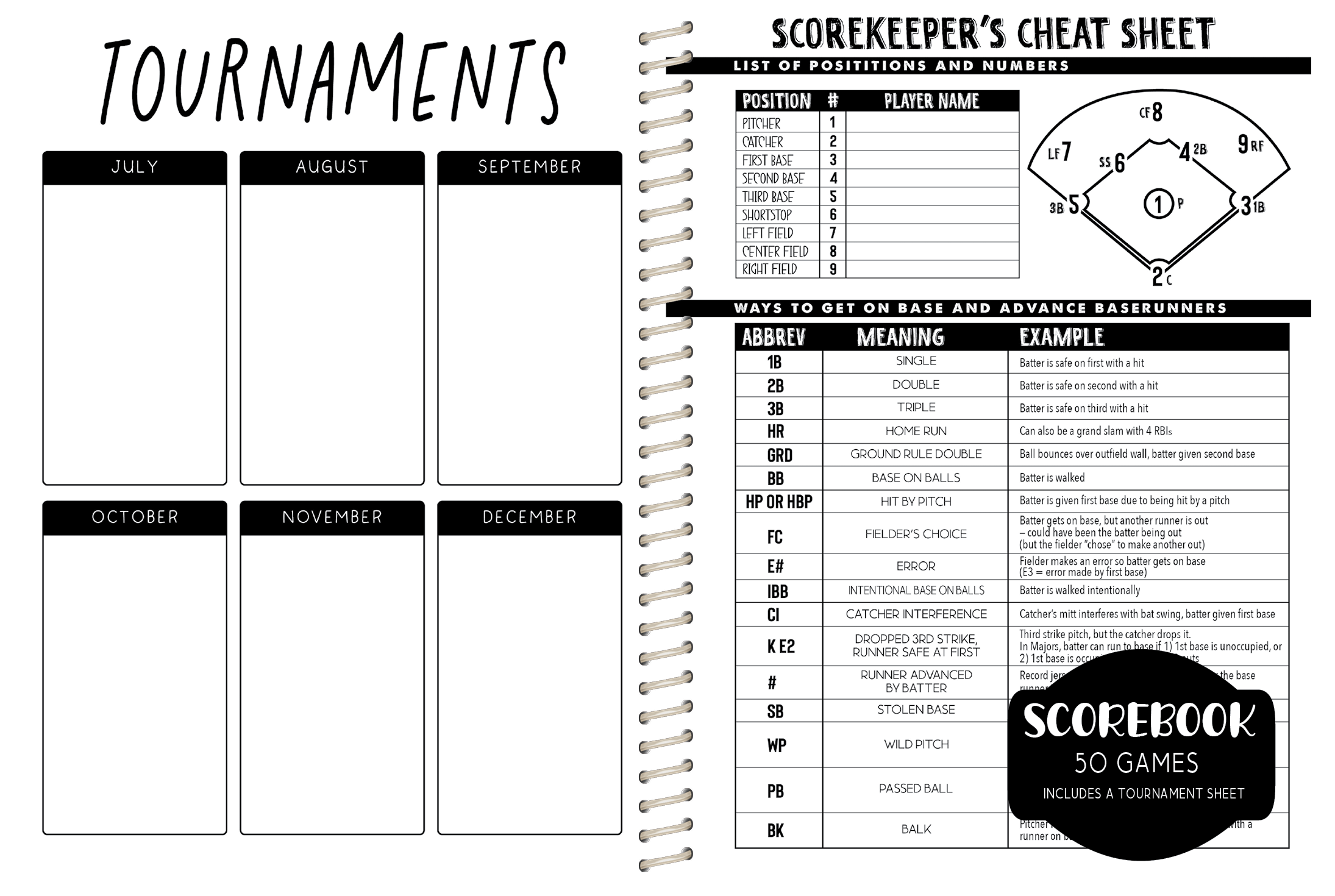 Softball Scorebook  - SUMMER NIGHTS