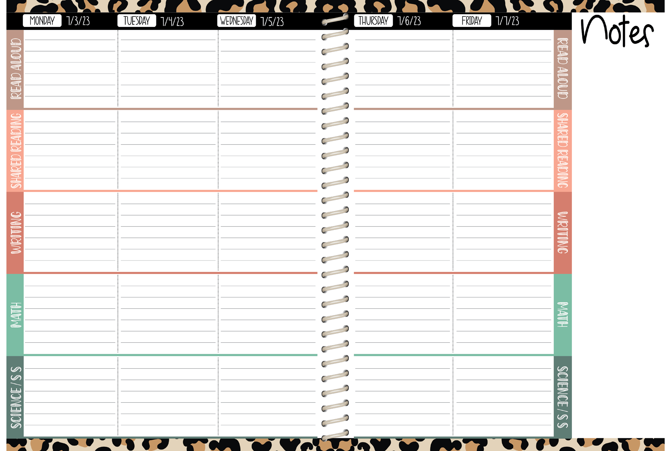 5 Custom Subject Teacher Planner -  CHEETAH PENCIL