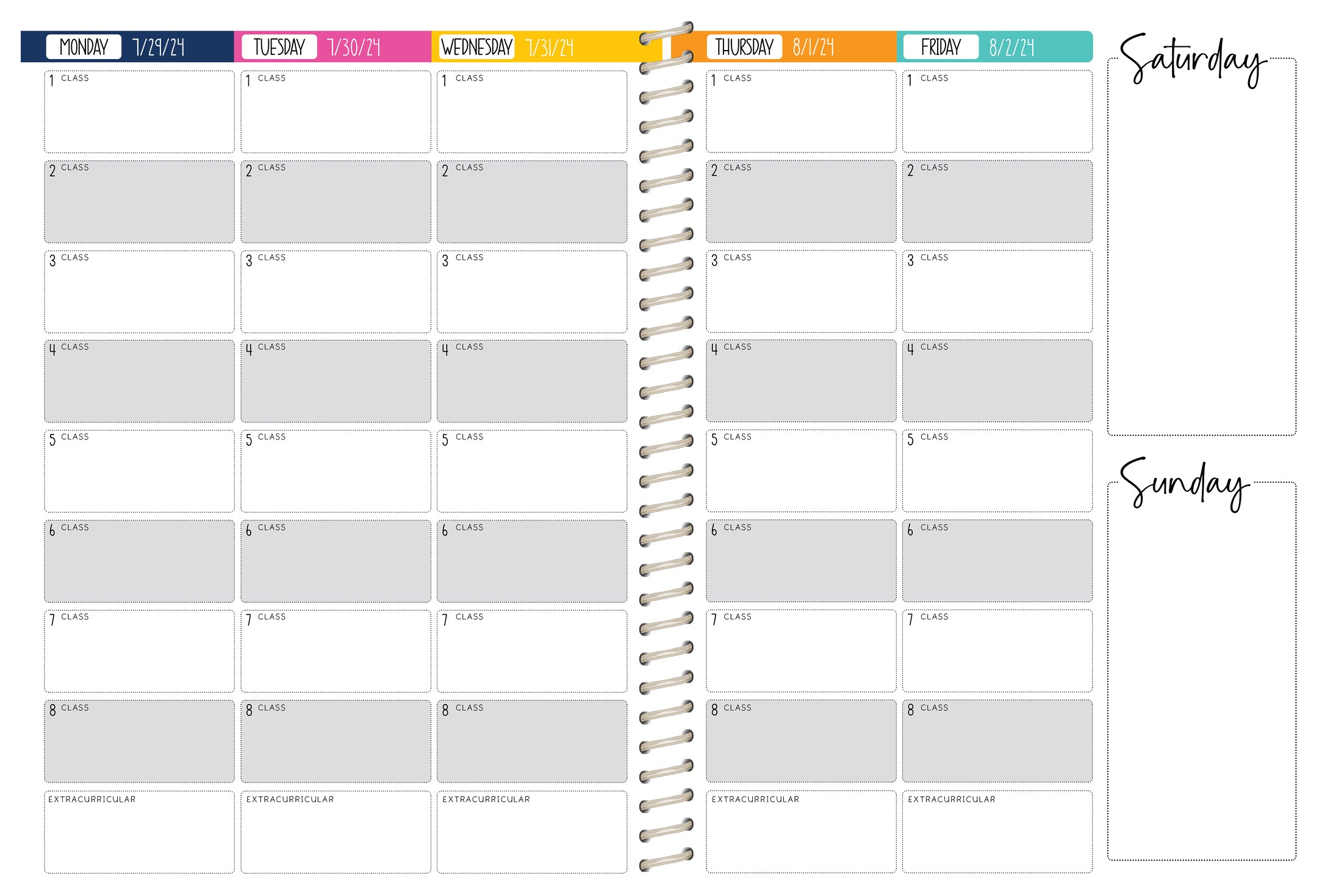 2024 First Semester Student Planner - BW PATTERN WODEN EAGLES