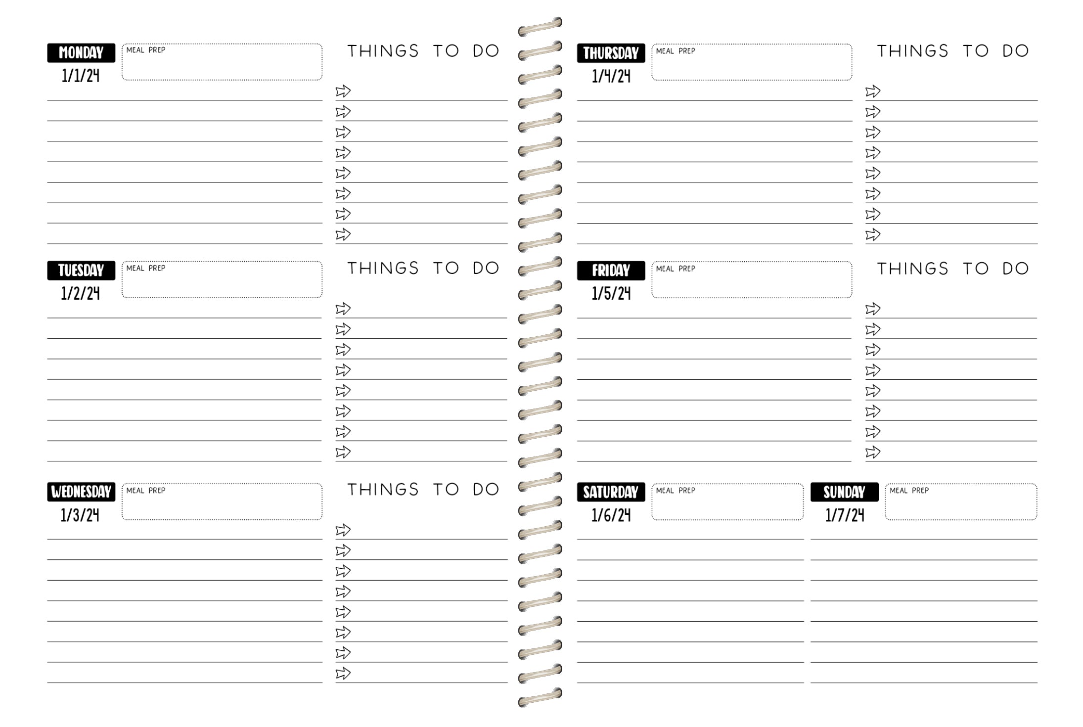 2024 Printed Weekly Planner - RED CHECKERS