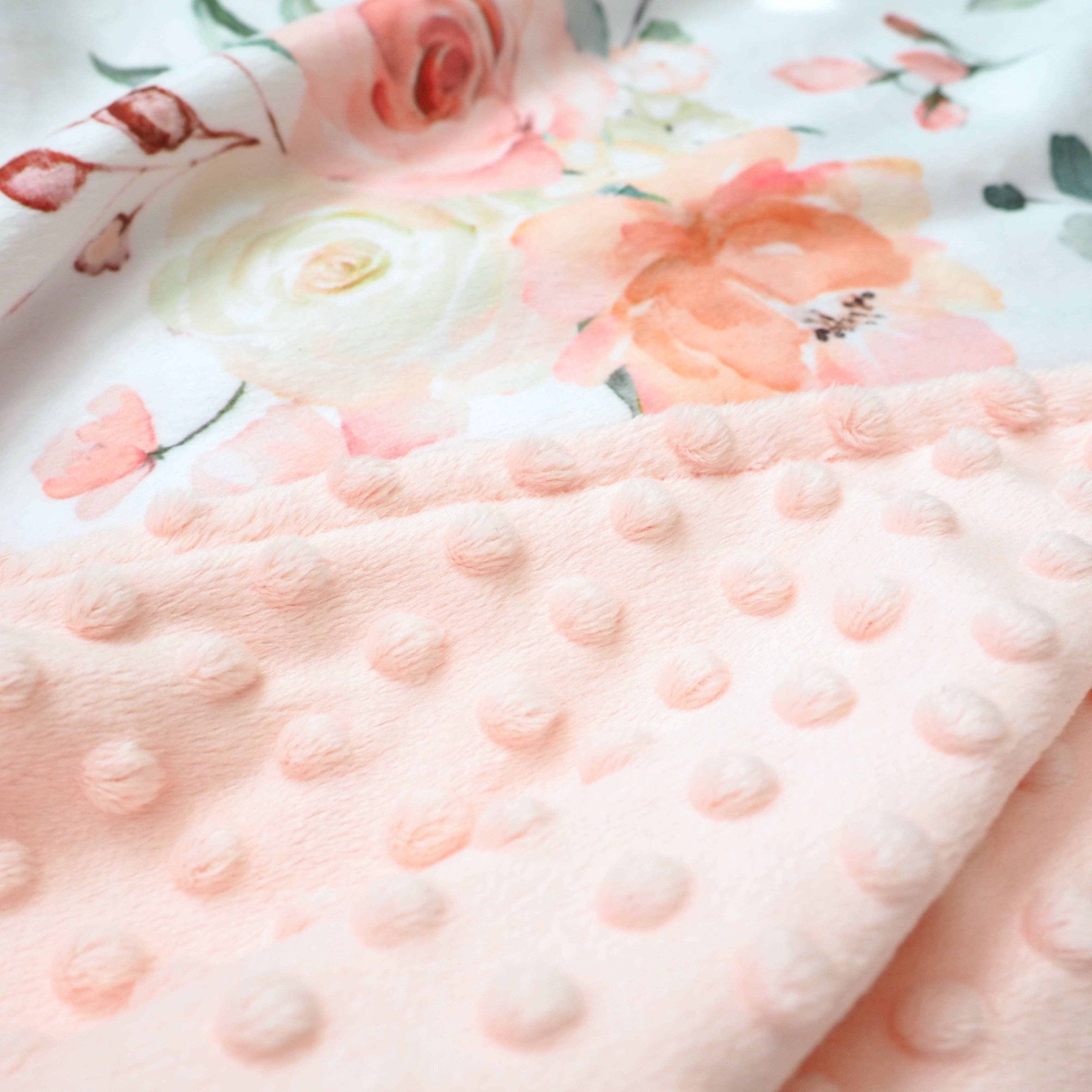 Adult Throw Minky Blanket 50X60- Peach Floral